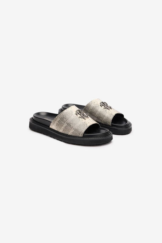 RC Slides With Cobra Print And Mirror Snake Monogram Black/White URS031-PZU07