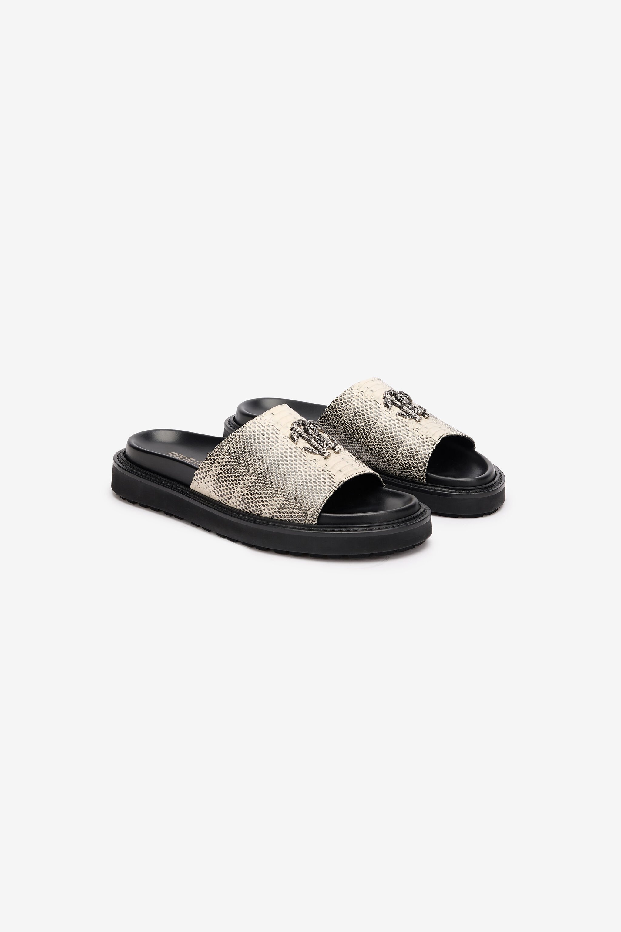 RC Slides With Cobra Print And Mirror Snake Monogram Black/White URS031-PZU07