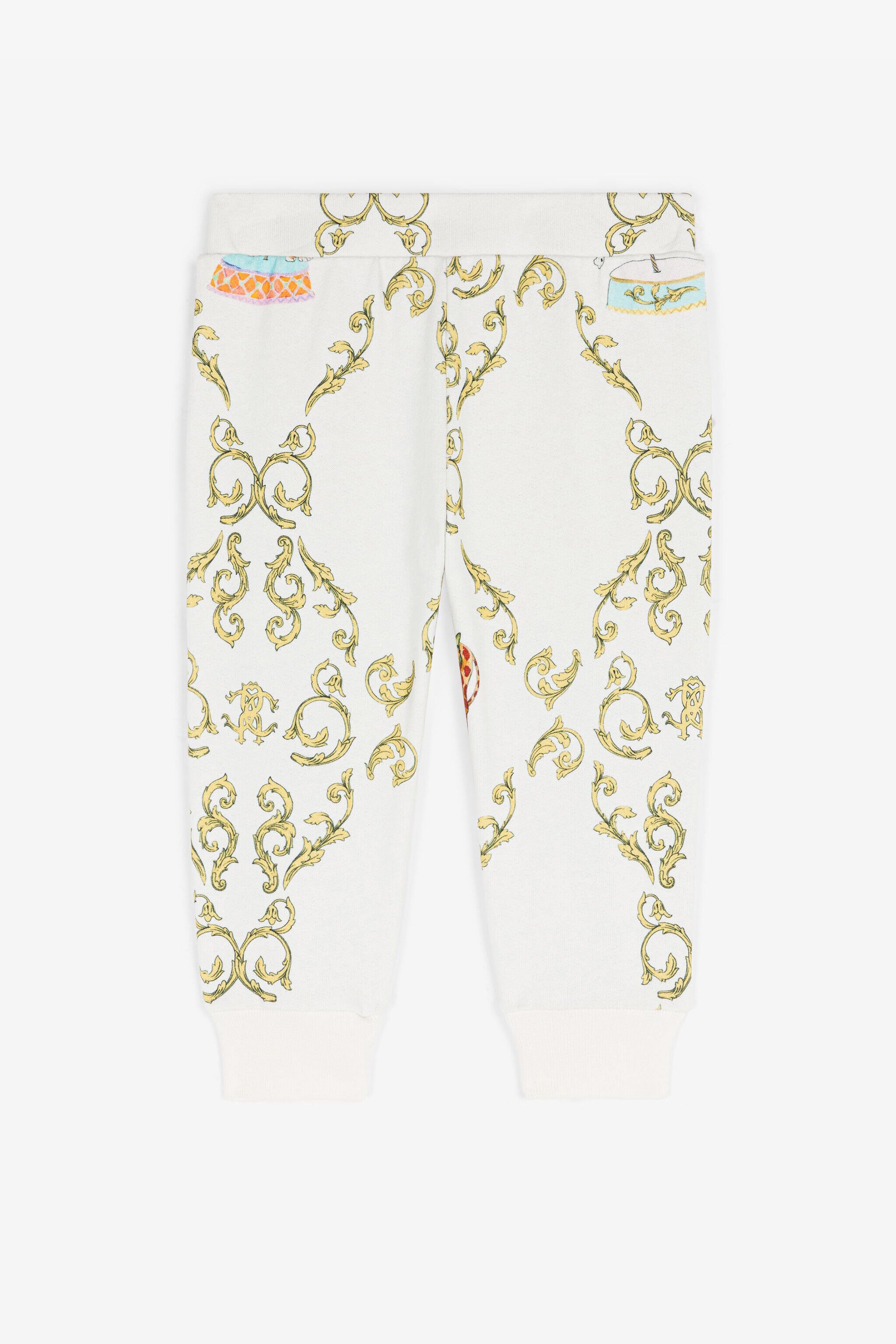 JU Filigree-Print Cotton Track Pants White RJT202-5OG82
