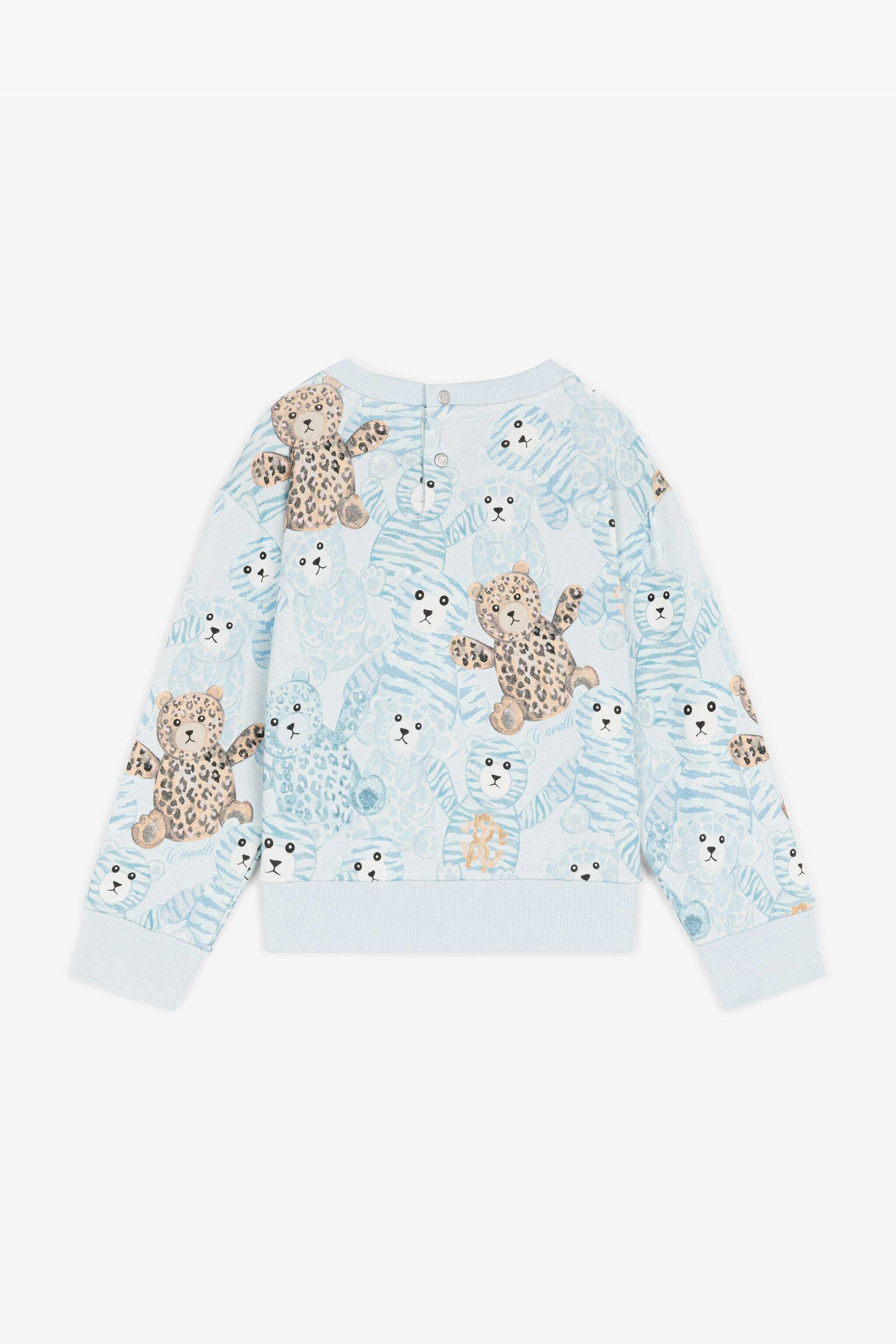 JU Teddy Bear-Print Cotton Sweatshirt Light blue RJT913-5OG79