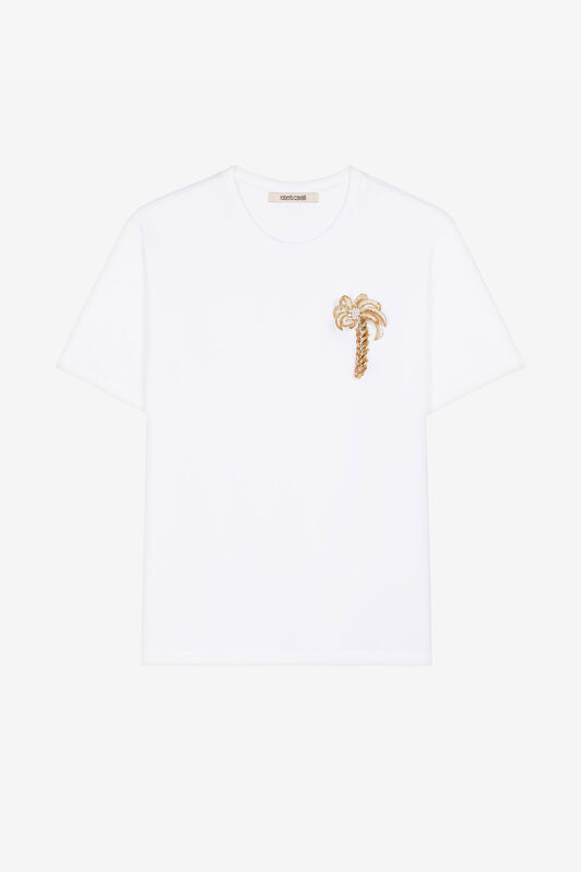RC T-Shirt mit Palmen-Applikation Weiß QWT607-JD061