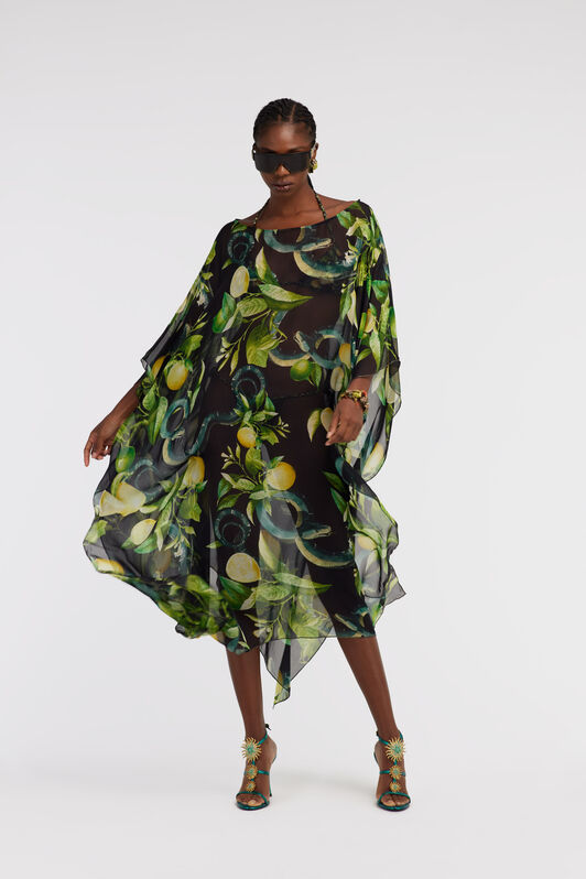 RC Lemon print kaftan Negro SYW052-CTI89