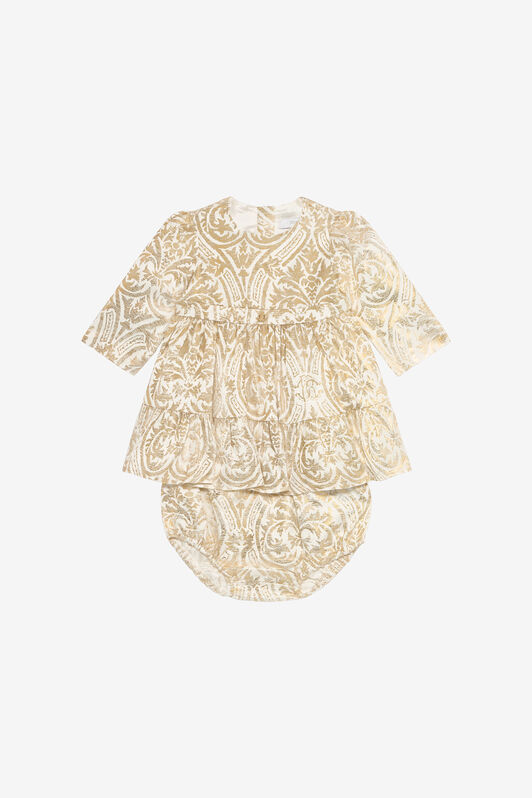 JU Gold Dress and Culotte Set with Floral Print GOLD VJT101-6DP30