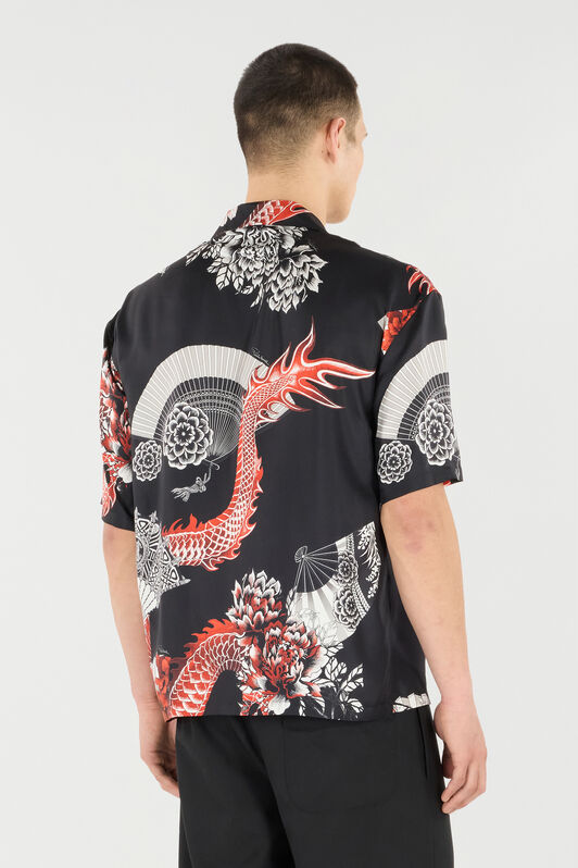 RC Bowling Shirt in Printed Silk RC Bowling Shirt in Printed Silk Schwarz/Rot VNT762-OZP75