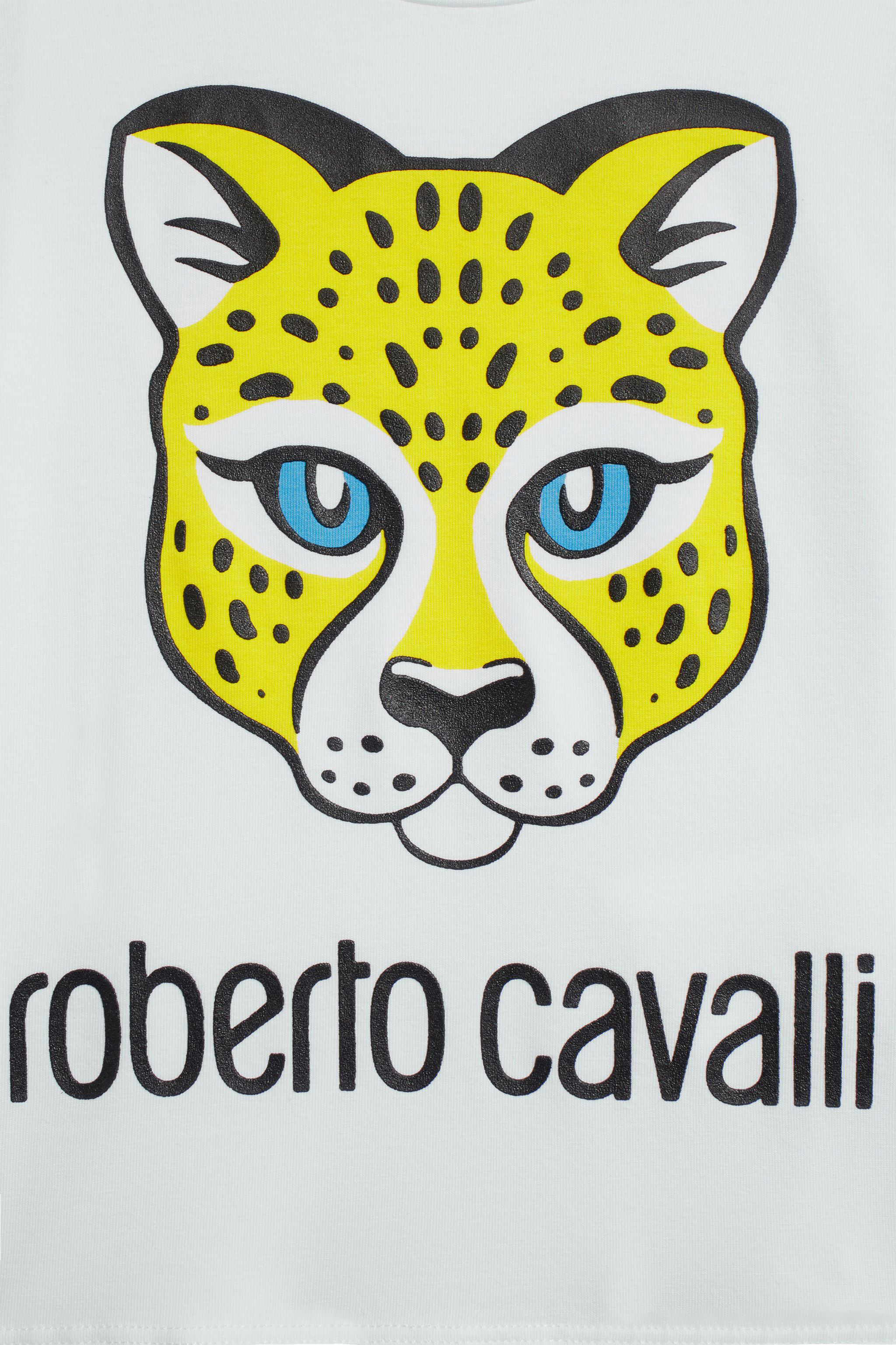 JU T-shirt à imprimé Cartoon Leopard WHITE IJT691-JV025