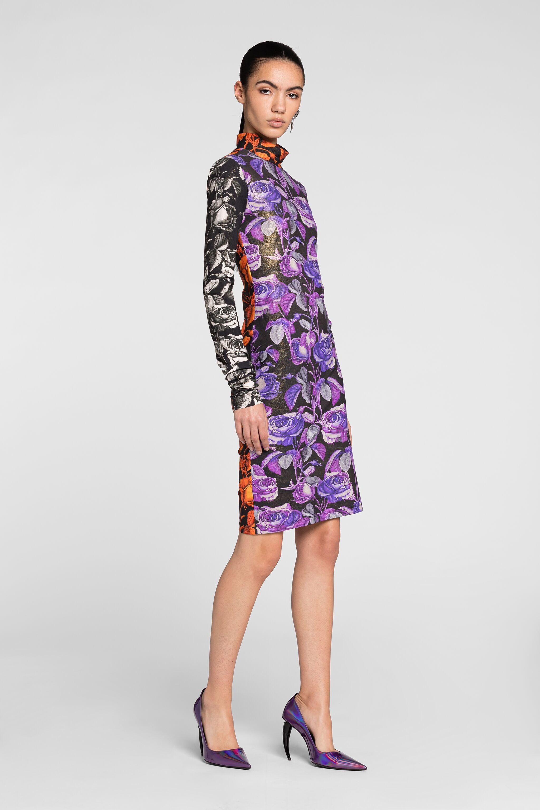 RC Kleid mit Rosenprint Lila PQT10C-LNF03