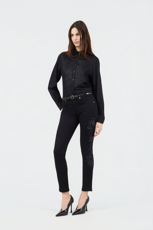 RC Black Shirt with Embroidered Zebra Motif BLACK SOT70X-TB012