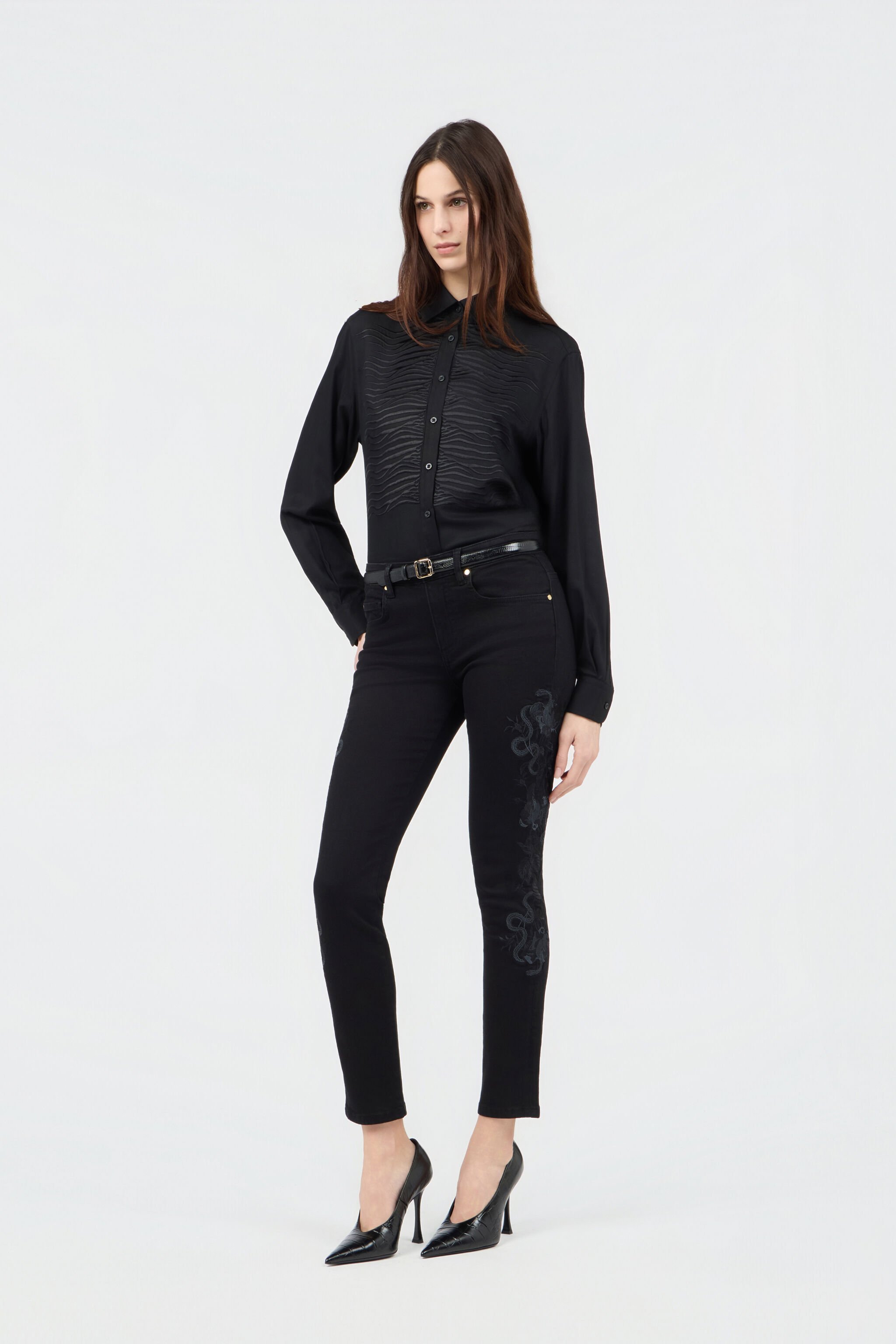 RC Black Shirt with Embroidered Zebra Motif BLACK SOT70X-TB012