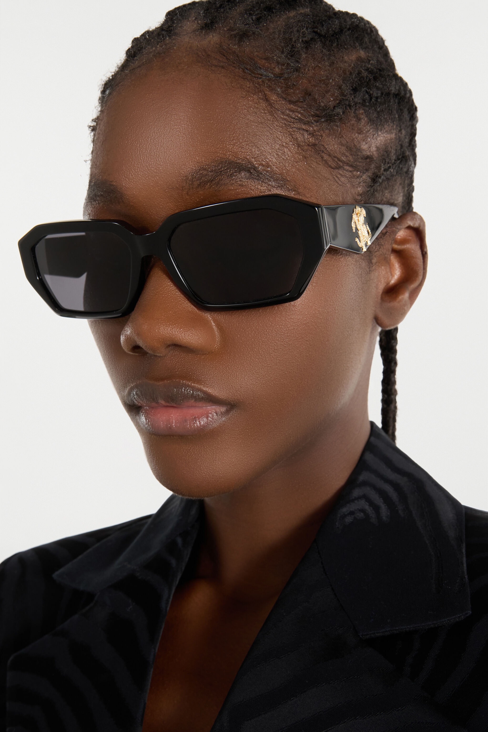 RC Sunglasses with rectangular front shape Black ALD031-ID194