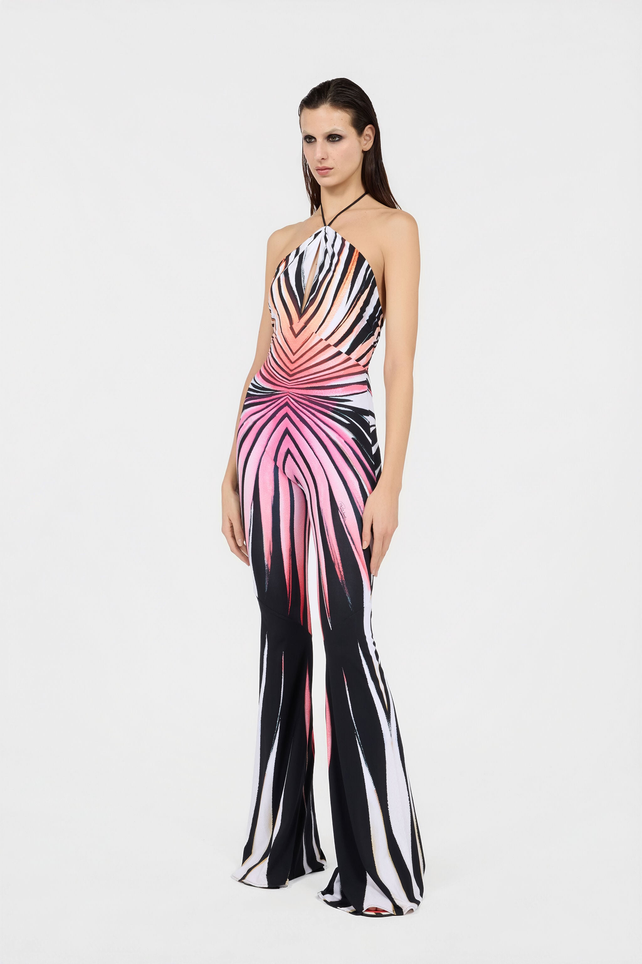 Ray Of Paradise Print Jumpsuits in CORAL for Women | Roberto Cavalli®