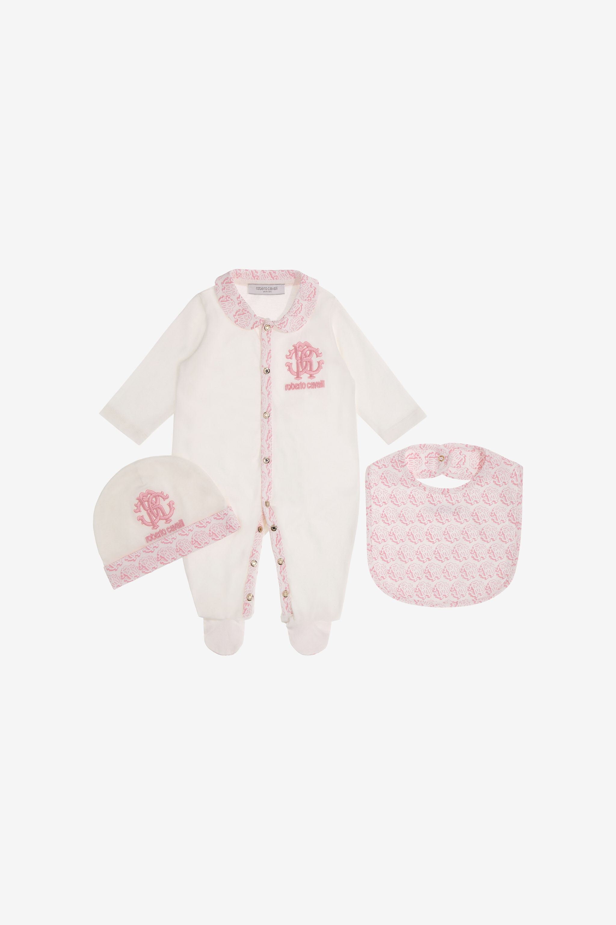 JU RC Monogram embroidery babygrow set Pink SJT839-JD001