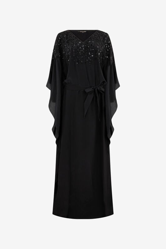 RC Seiden-Maxikleid mit verziertem Detail NERO/ARGENTO VWR179-SY001