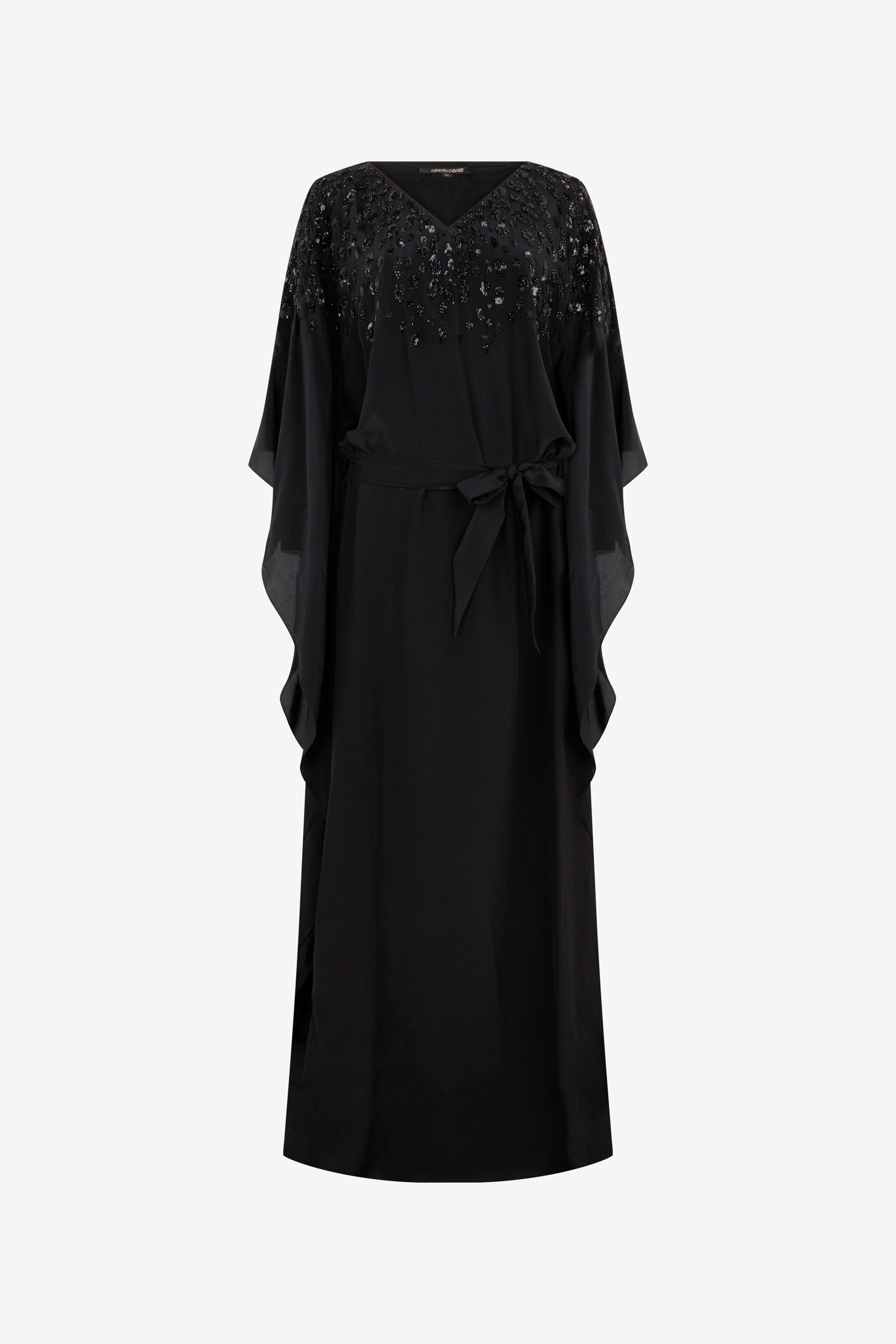 RC Seiden-Maxikleid mit verziertem Detail NERO/ARGENTO VWR179-SY001