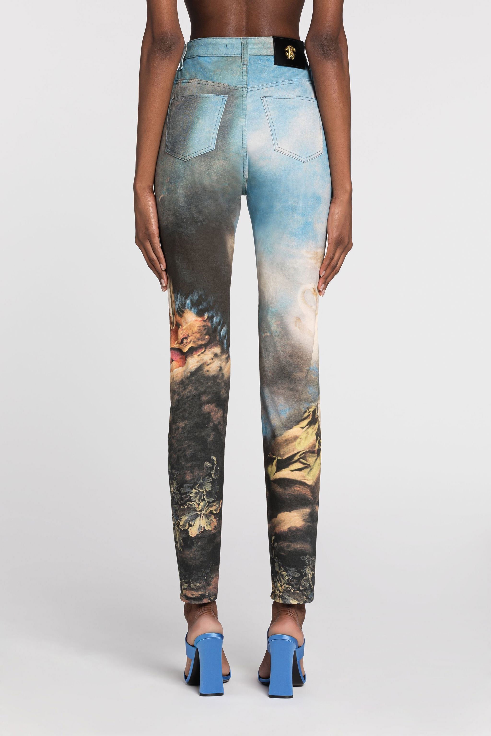 RC Graphic-print high-waisted skinny jeans Light blue QWJ233-DAG38