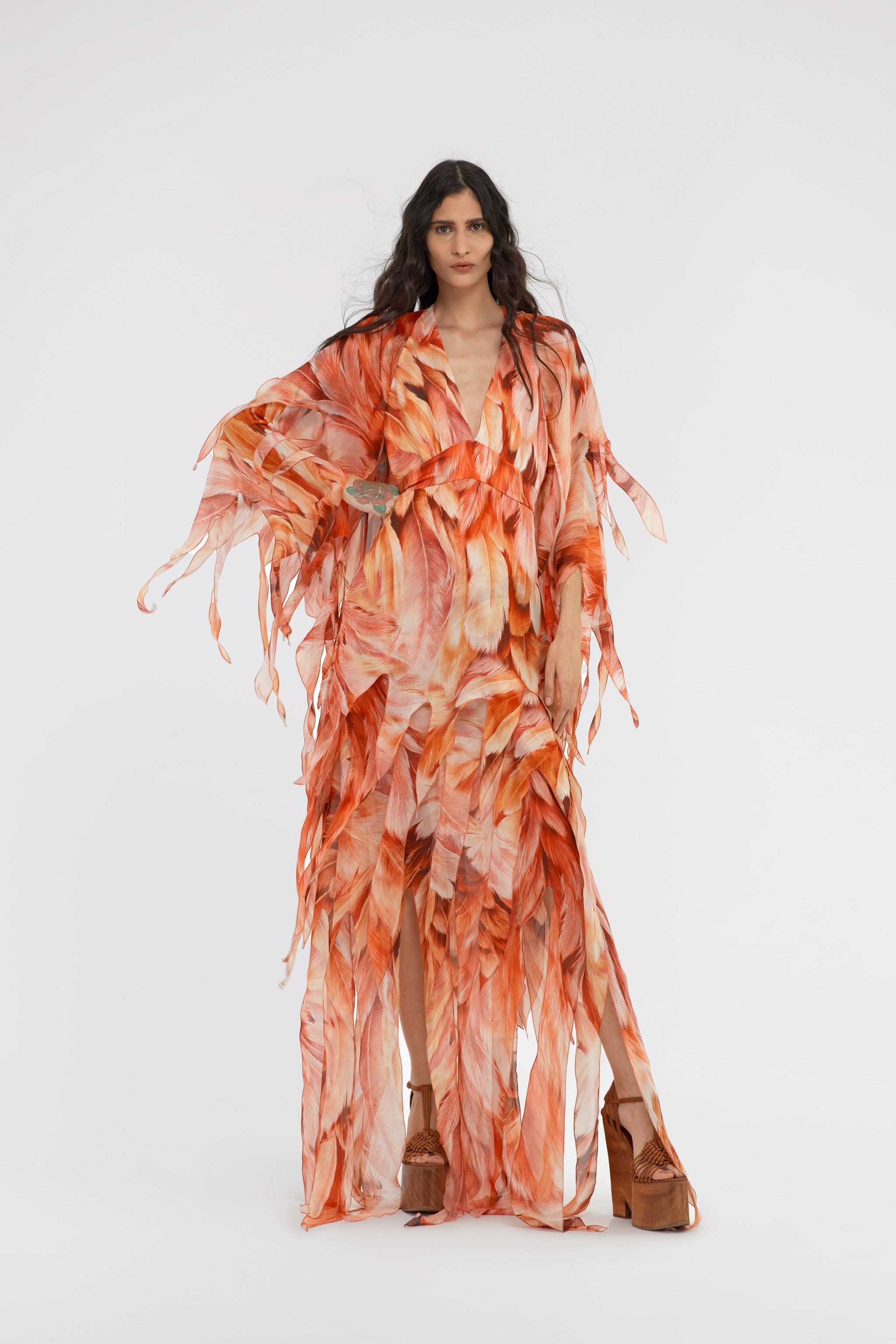 RC Plumage print Kaftan Orange SWT109-CTL71