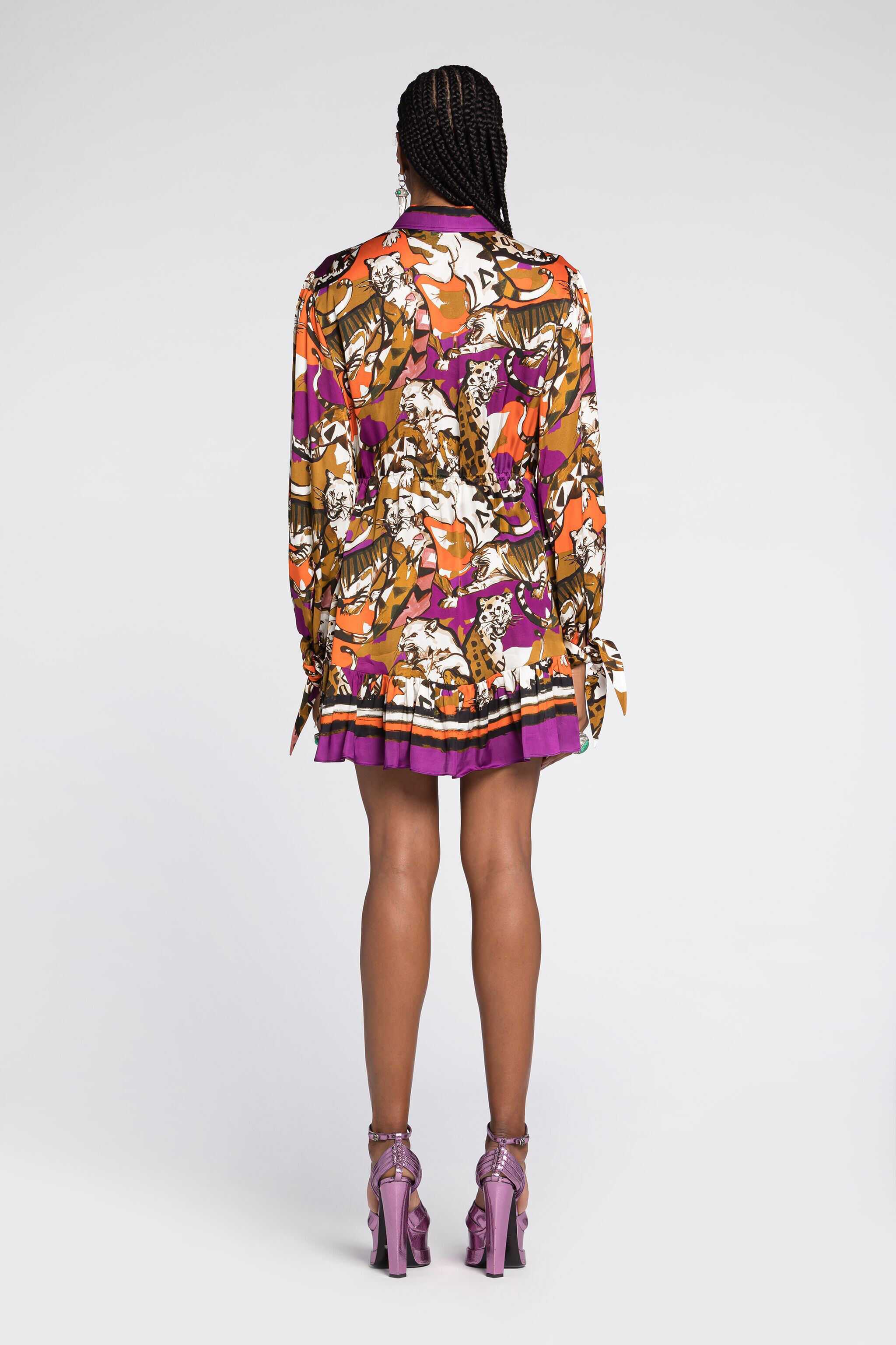 RC Animal-Print Shirt Dress Purple RKT115-SZH06