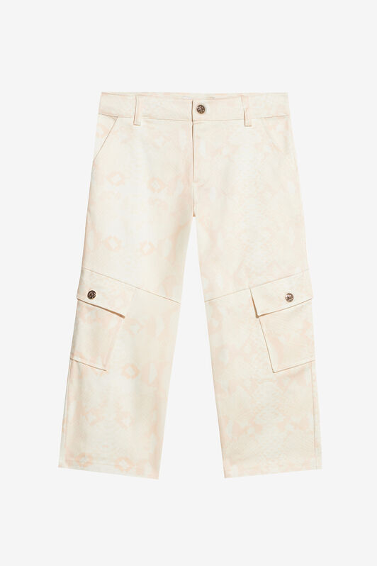 JU Pantalon À Imprimé Python Monochrome Ivoire UJT23C-6SO53
