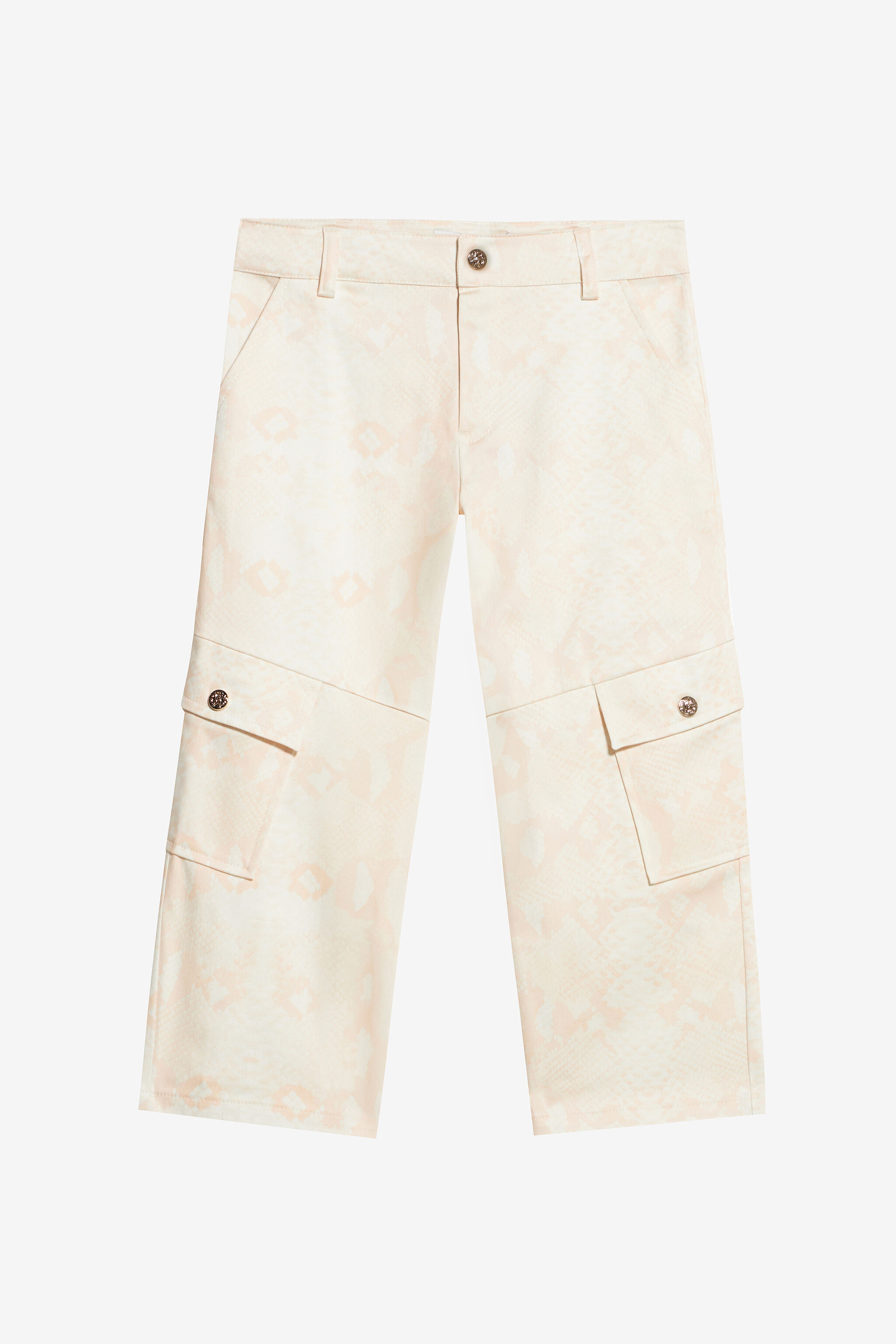 JU Pantalon À Imprimé Python Monochrome Ivoire UJT23C-6SO53