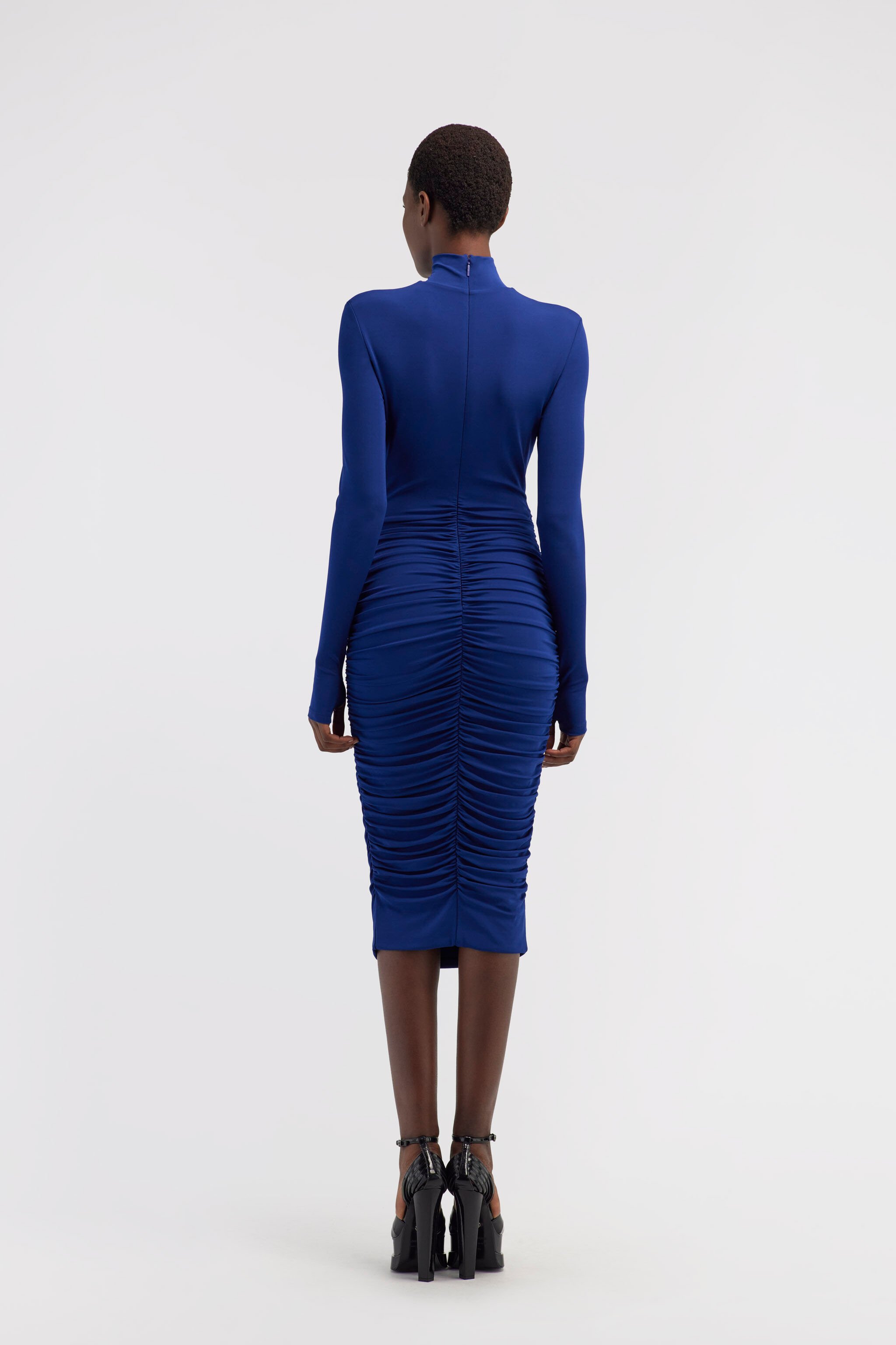 RC Midi dress with ruffles and stones Dark blue RWT141-JJ036