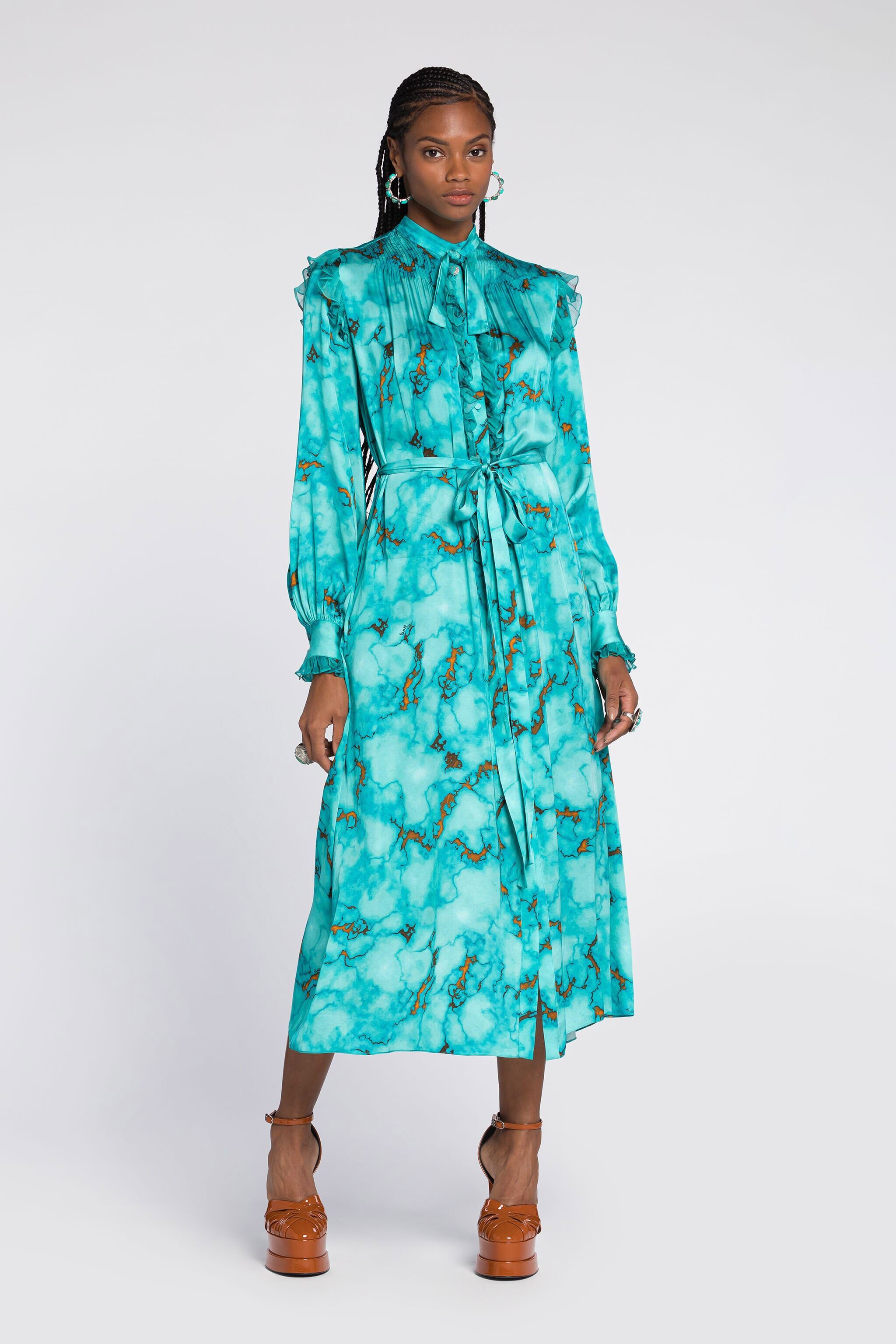RC Marble-Print Shirt Dress Light blue RKT106-SZH62