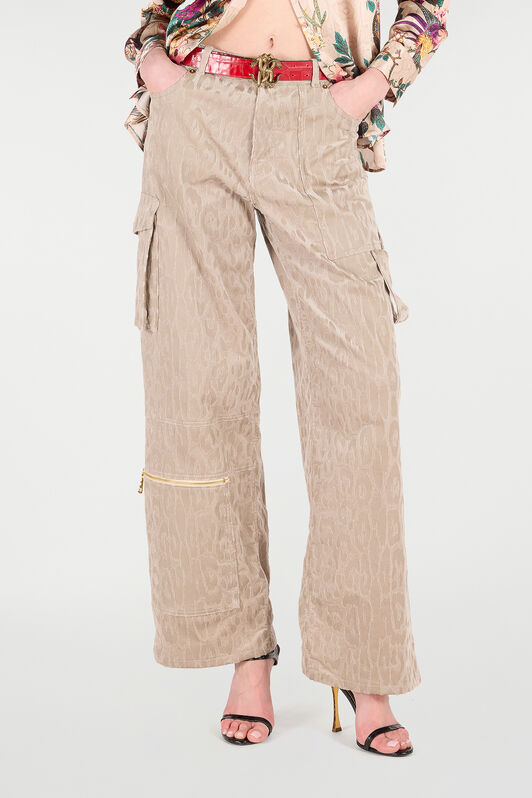 RC Cargo Pants with All-Over Jaguar Skin Motif RC Cargo Pants with All-Over Jaguar Skin Motif Light Brown VKT250-VL076