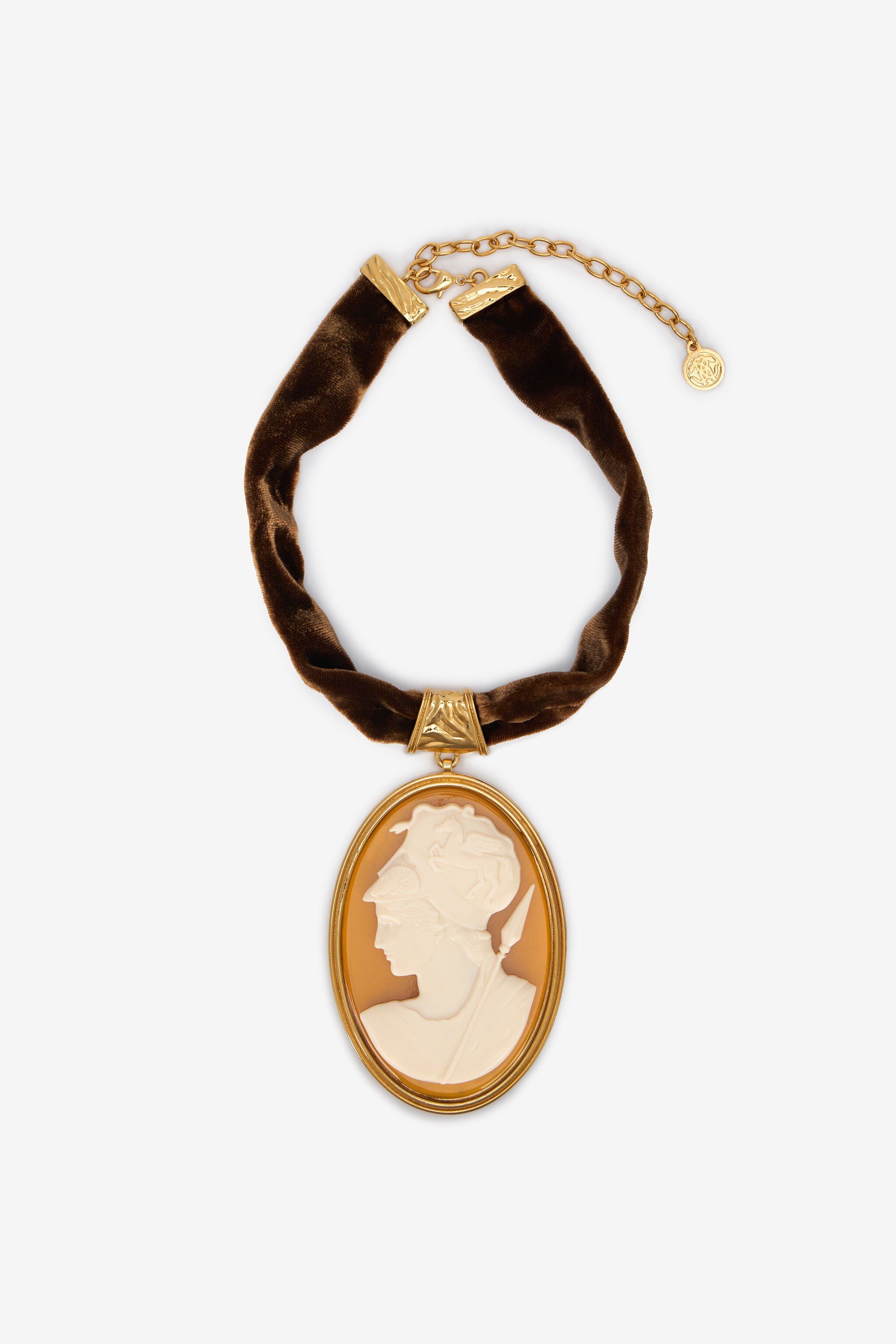RC Black Choker With Caramel Cameo Pendant ORO/NERO/CARAMELLO/B VWG007-AM131
