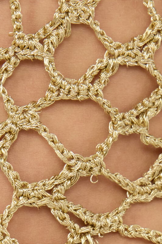 RC Golden See-Through Crochet-Effect Bodysuit GOLD WWM607-MO011