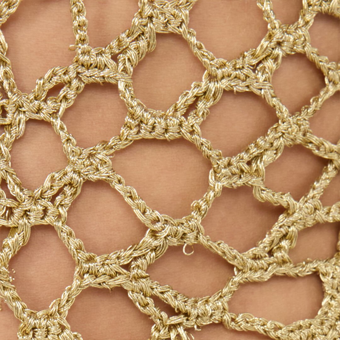 RC Golden See-Through Crochet-Effect Bodysuit GOLD WWM607-MO011