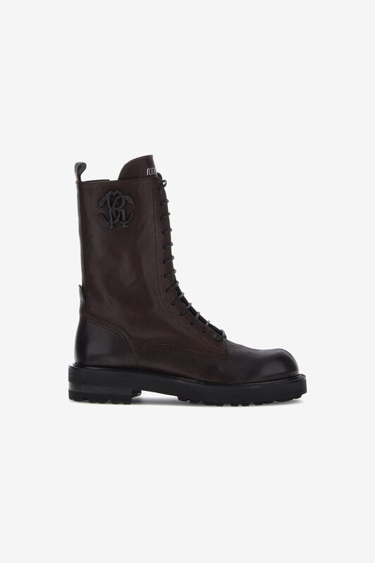 RC Brown Leather Combat Boots Dark brown RRS039-PZ244