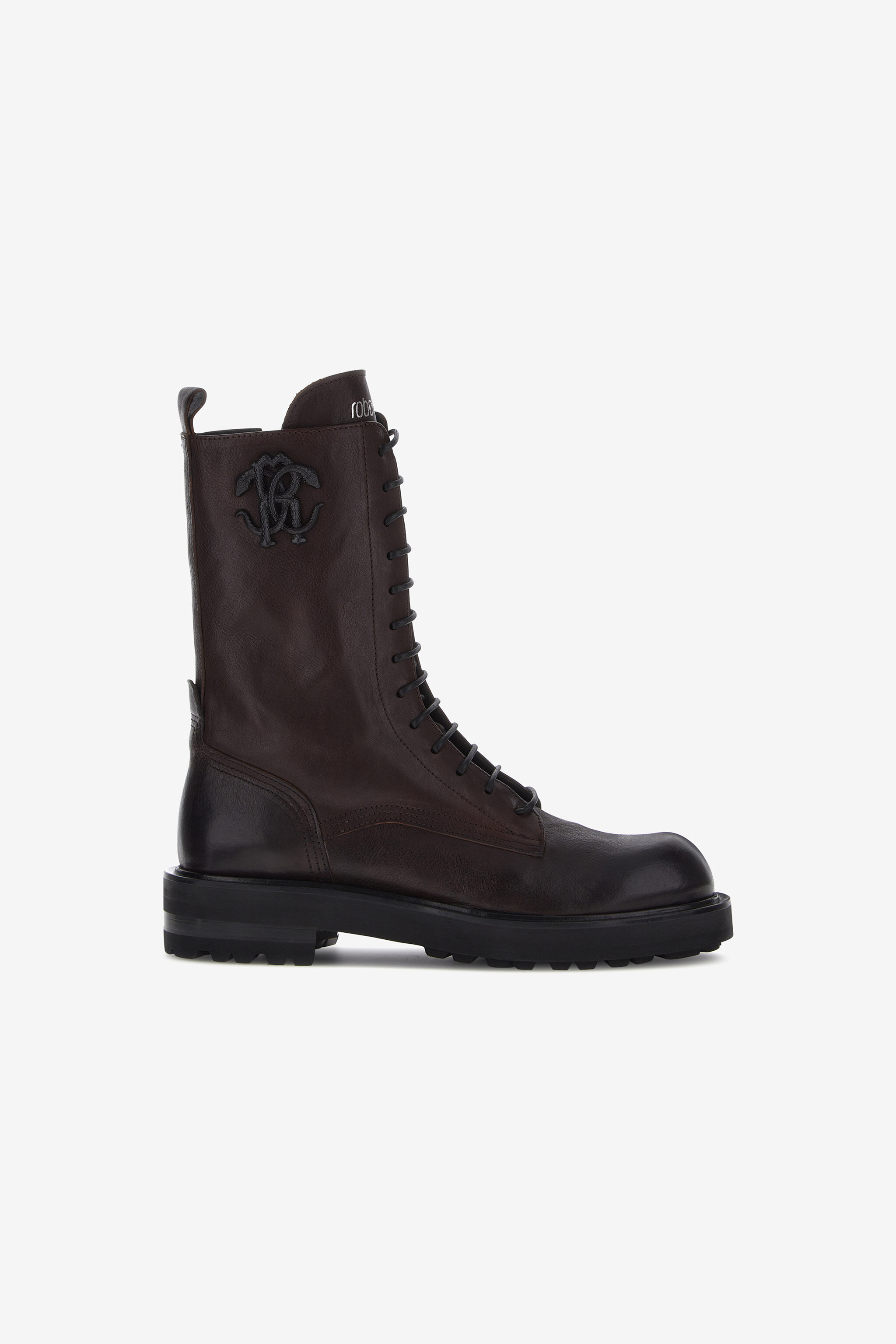 RC Brown Leather Combat Boots Dark brown RRS039-PZ244