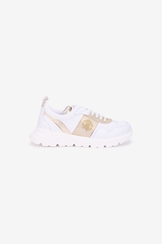 RC White Running Shoes With Gold Monogram RC RC White Running Shoes With Gold Monogram RC MILKY WHITE/SILVER QOS01H-PZO15