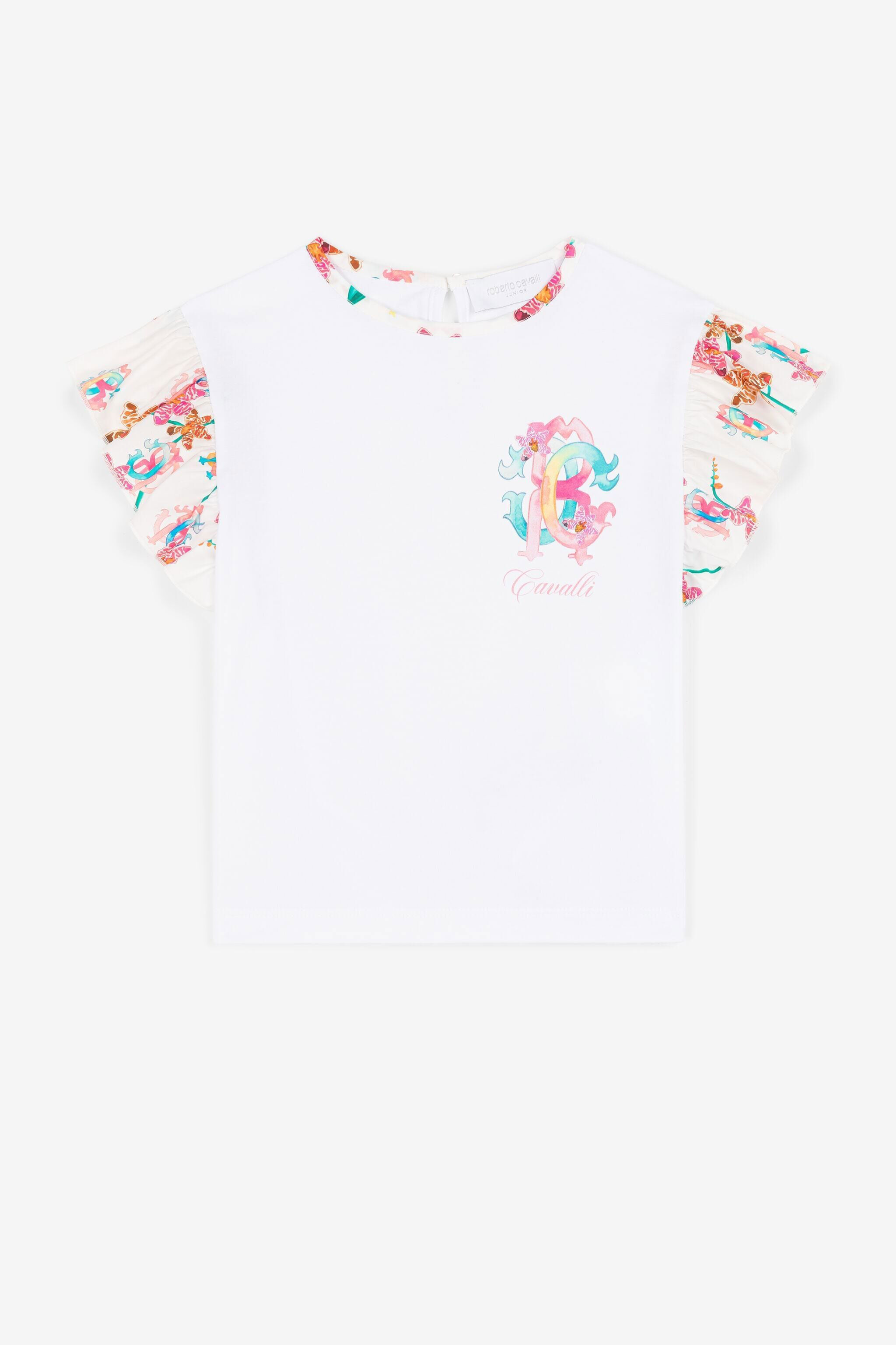 JU T-Shirt mit Blumen-Print Weiß QJT665-JV025
