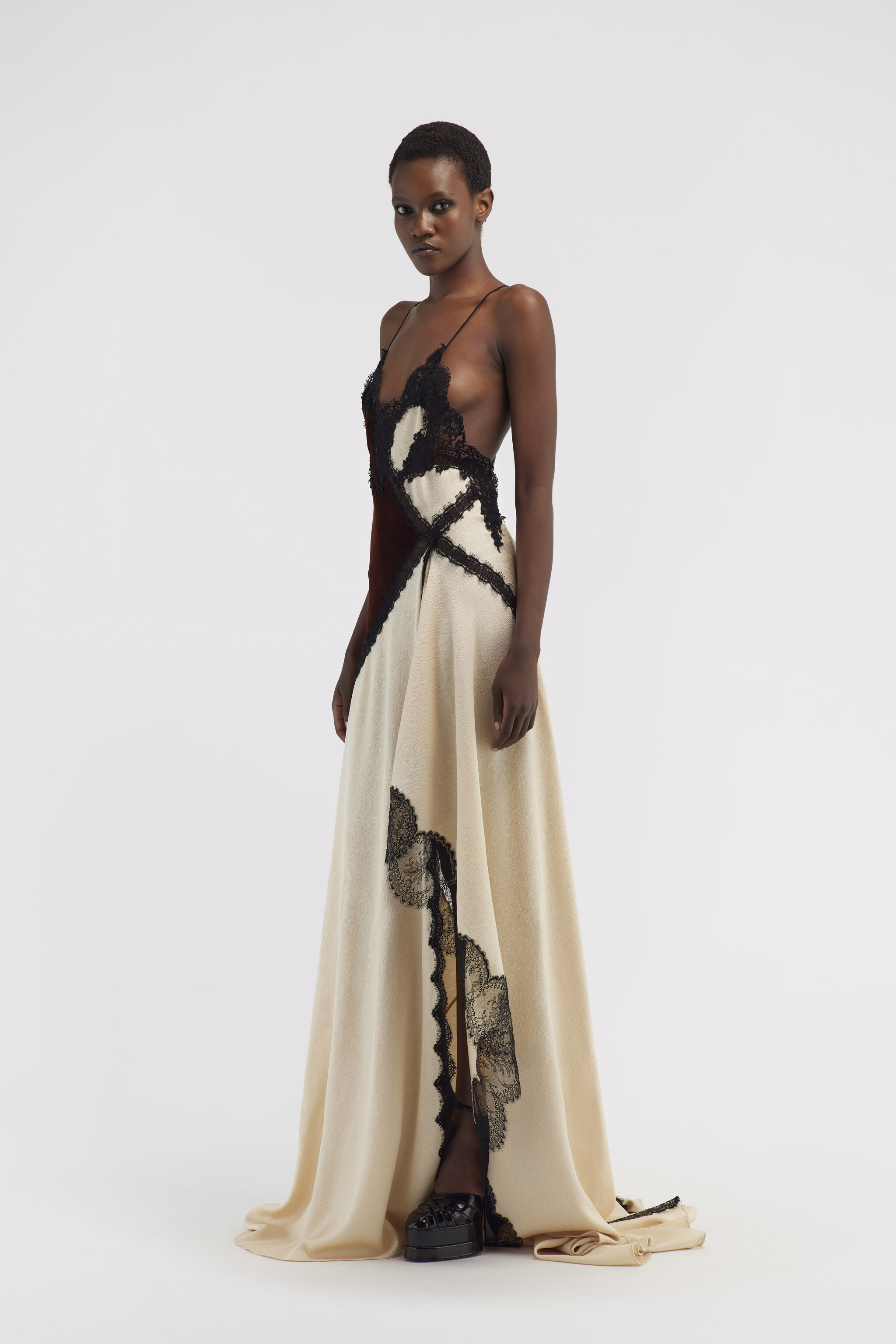 Slip dress with lace in Ivory for Women Roberto Cavalli