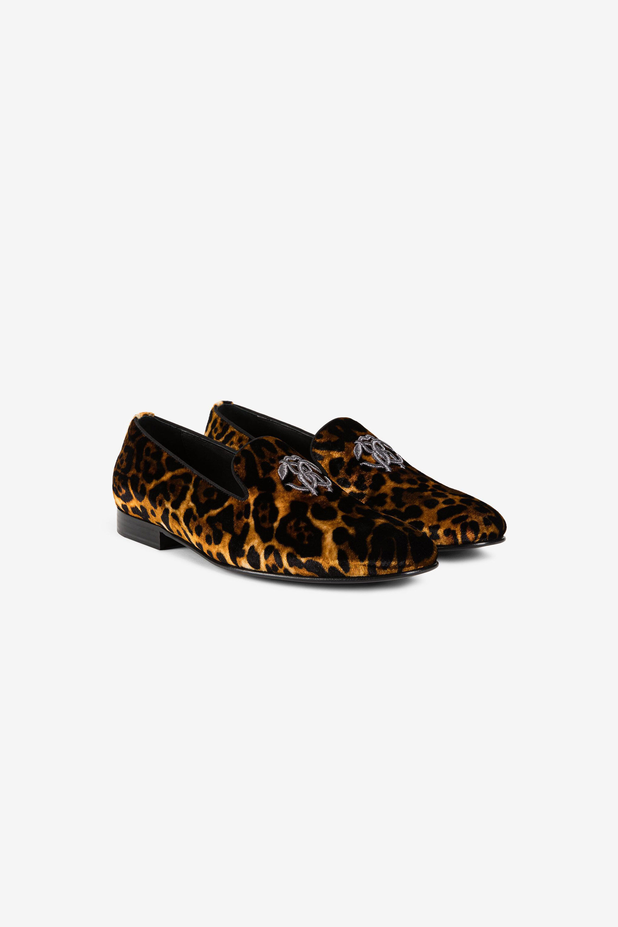 RC Loafers mit Monogramm Mirror Snake und Leopardenmuster Dunkelbraun RRS029-VL005