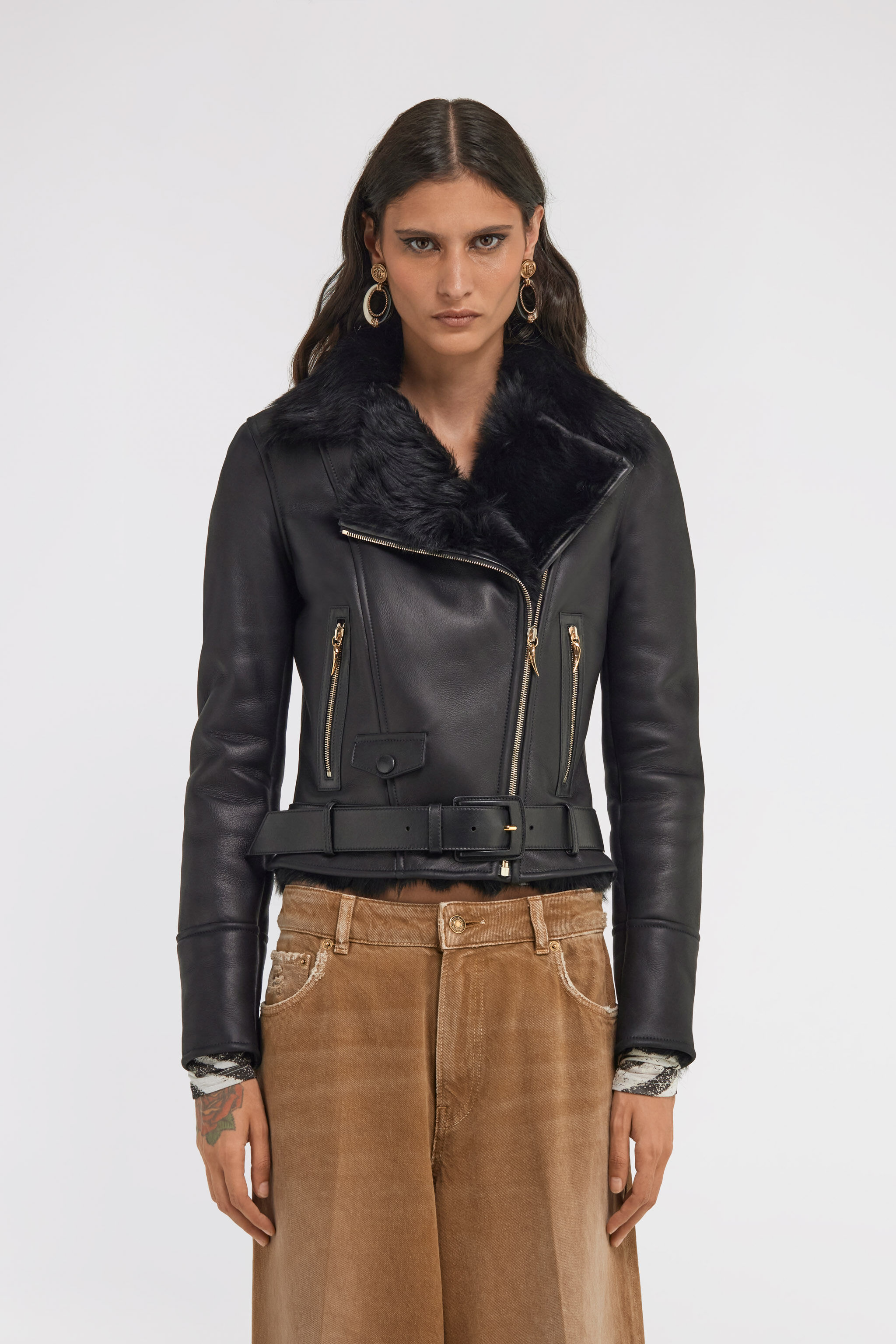 RC Shearling Biker Jacket Black TKP801-ZC002