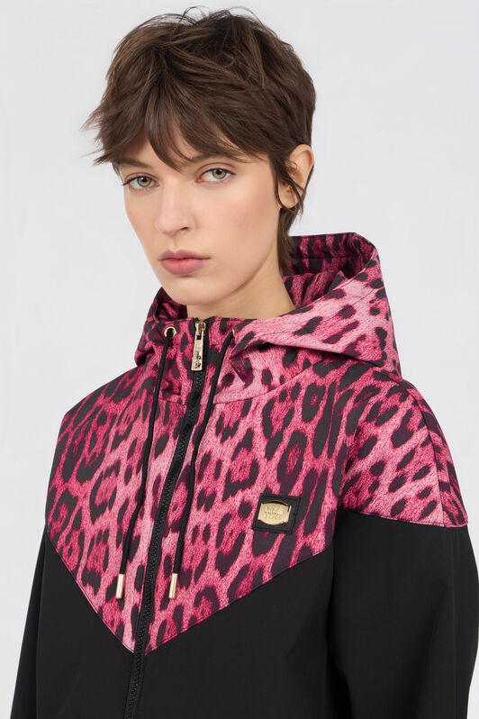 CL Blouson Bomber à Capuche en Imprimé Léopard CL Blouson Bomber à Capuche en Imprimé Léopard Black/pink RXT40J-SB001