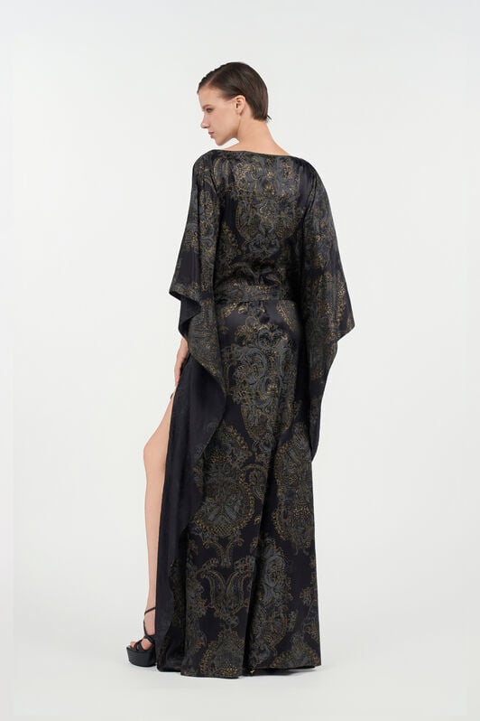 RC Ornamental Black Print Dress BLACK WKT180-SZR36