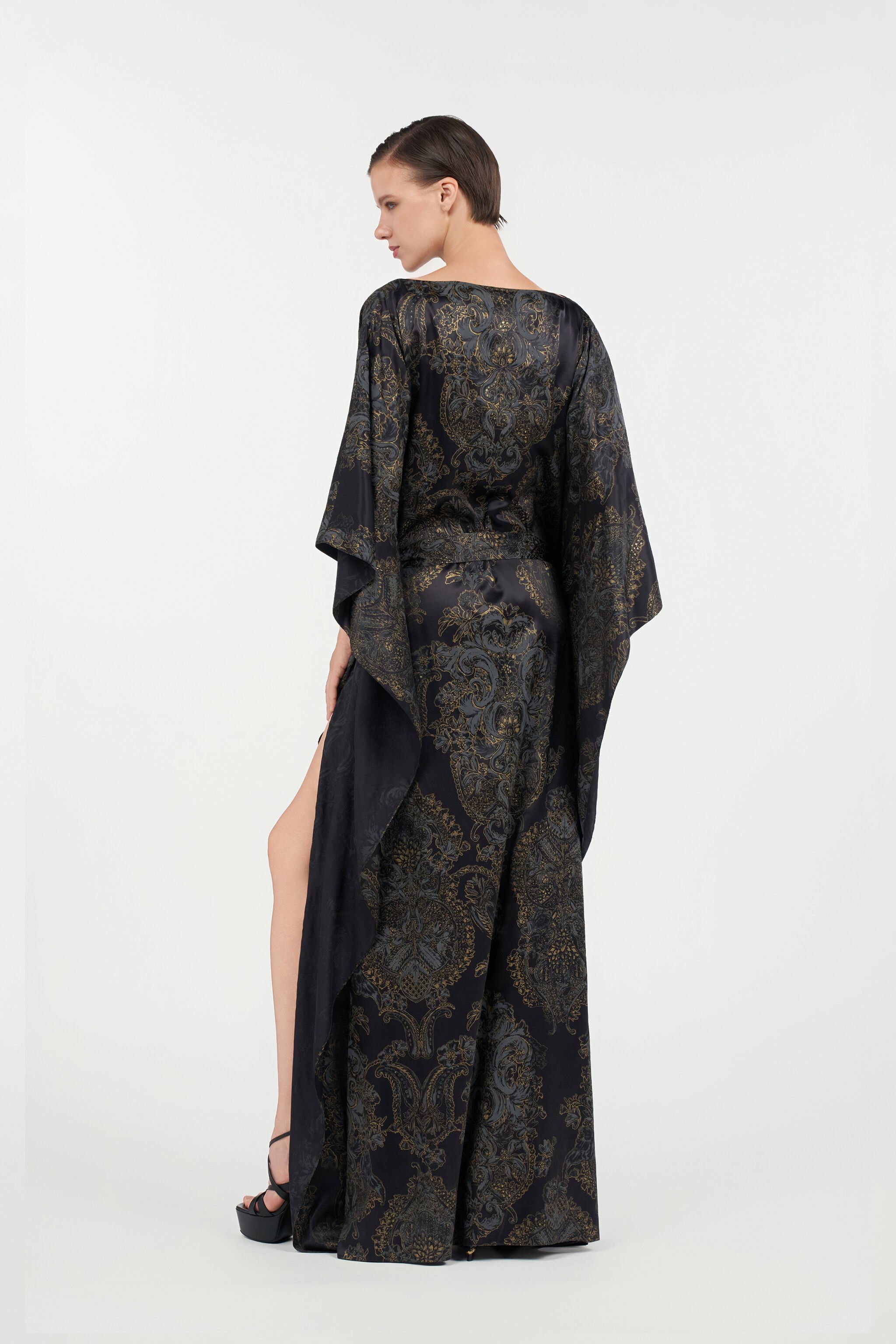 RC Ornamental Black Print Dress BLACK WKT180-SZR36