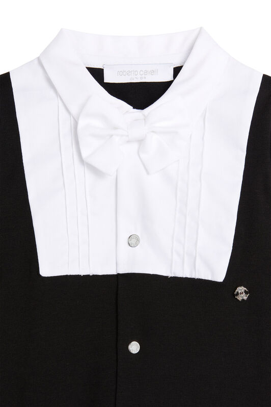 JU Two-tone bow detail pajamas BLACK/WHITE LJT857-JV025