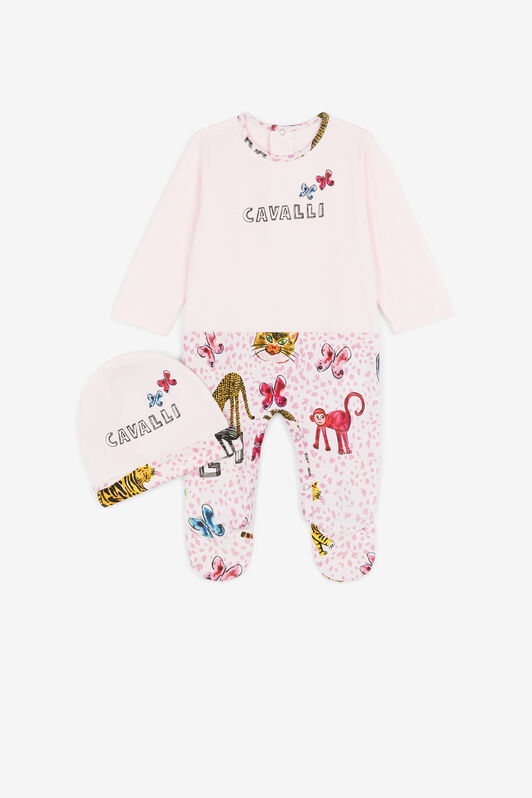 JU Ensemble grenouillère à imprimé animalier Rose PJT873-JV025