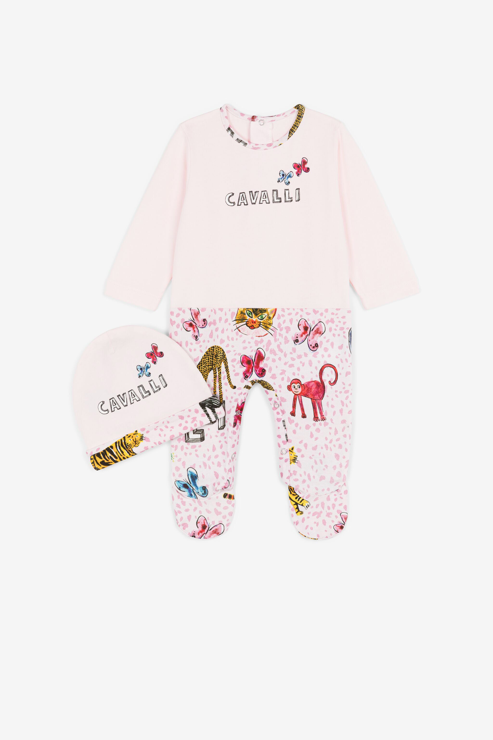 JU Ensemble grenouillère à imprimé animalier Rose PJT873-JV025