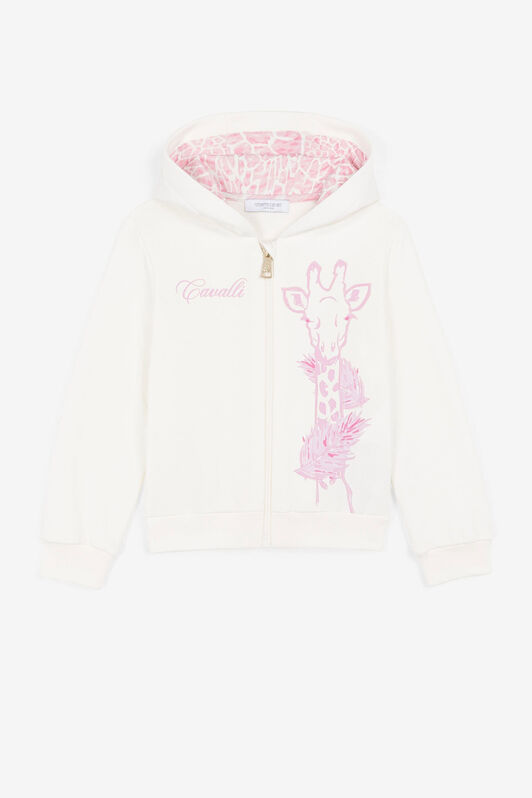 JU Kapuzenjacke mit Animal-Print Weiß PJT900-CF050
