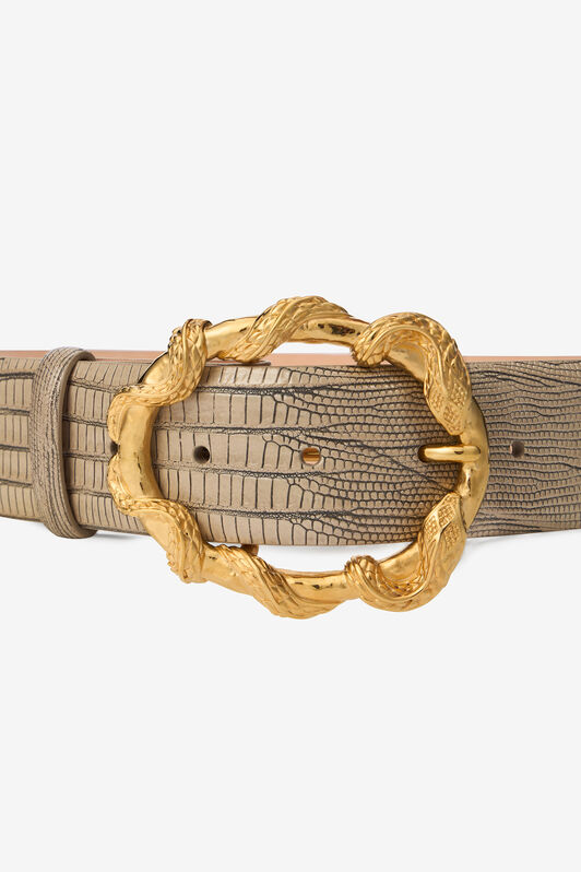 RC Ivory Belt with Cobra Print and Snake Buckle AVORIO VWC001-PZ119