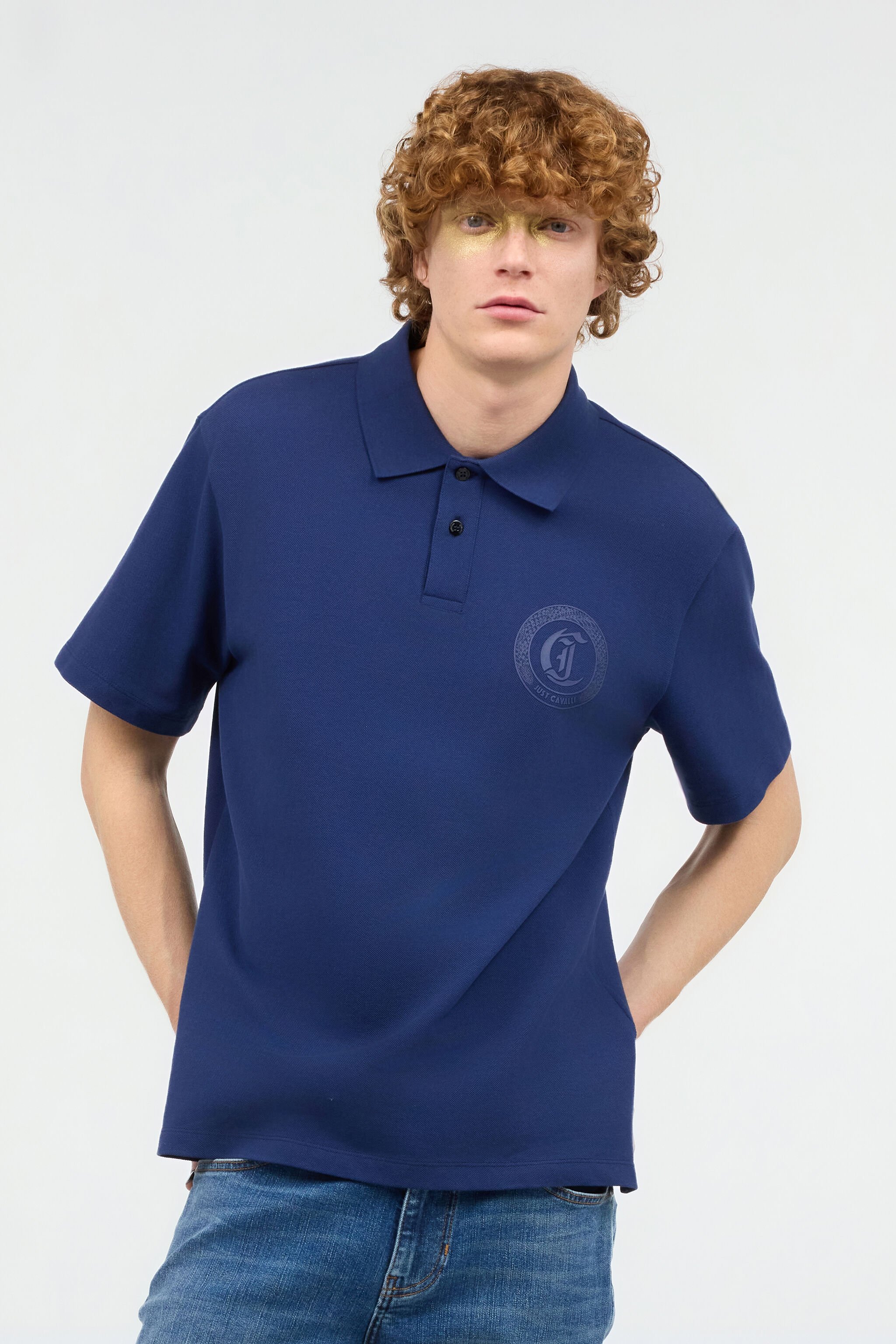 JC Polo Con Monograma JC Bordado Azul oscuro UFT020-UF040