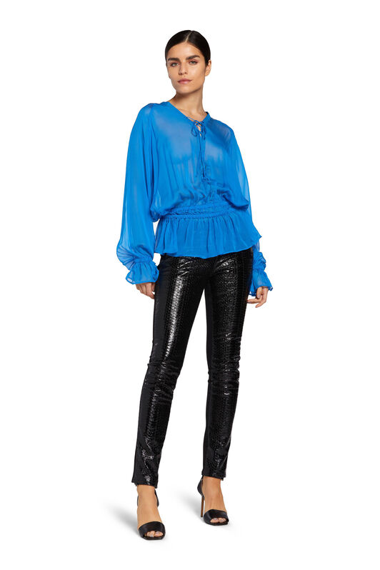 RC Tie-Front Silk Top RC Tie-Front Silk Top Blau FST712-CC003