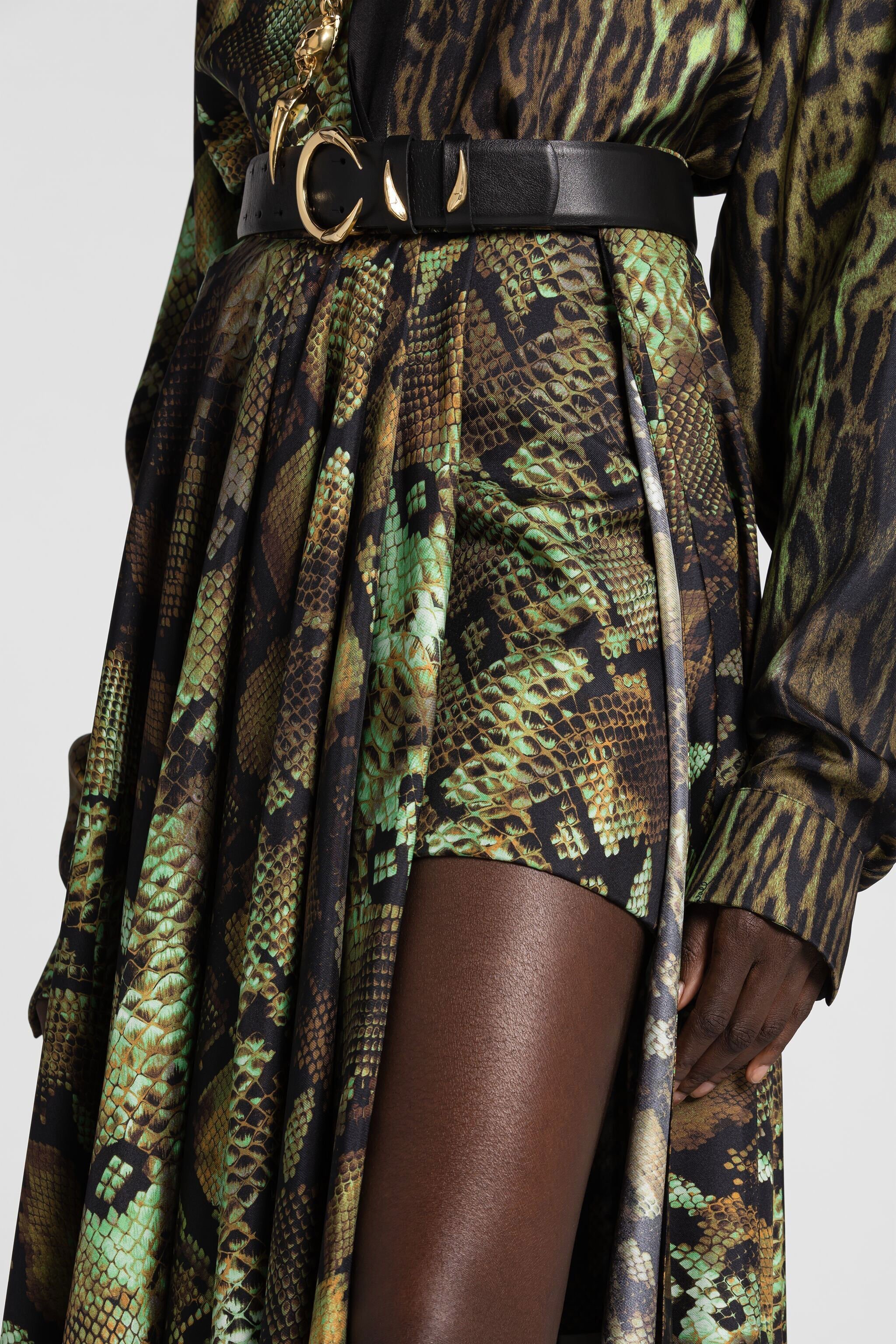 RC Python-Print Silk Skirt NATURALE/MILITARE PKT313-4QE38