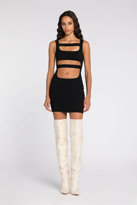RC Cut-out detail mini dress Black QWM109-MG051