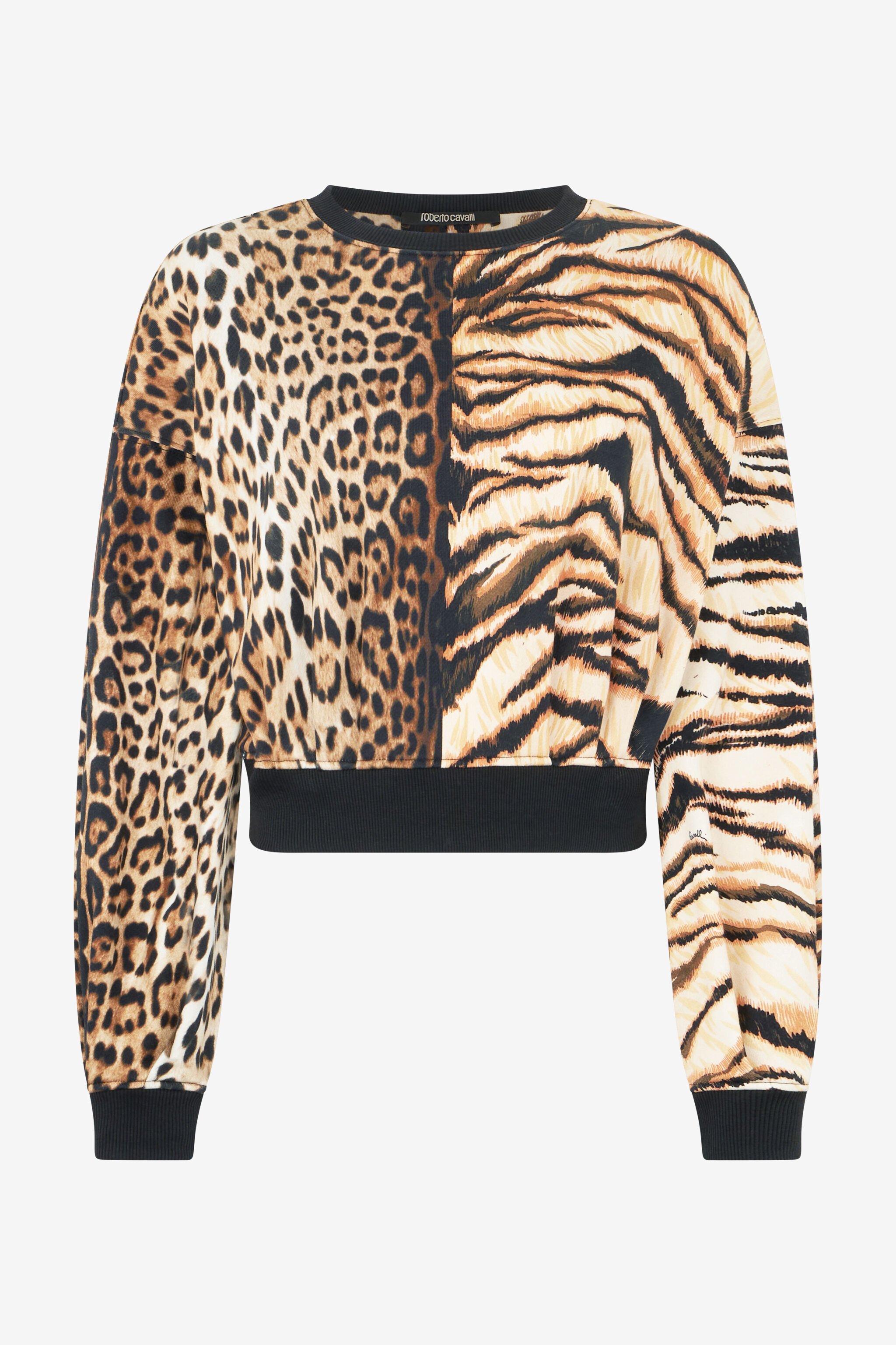 RC Animalier Patchwork-Print Cotton Sweatshirt Light Brown RKT64C-2OH82