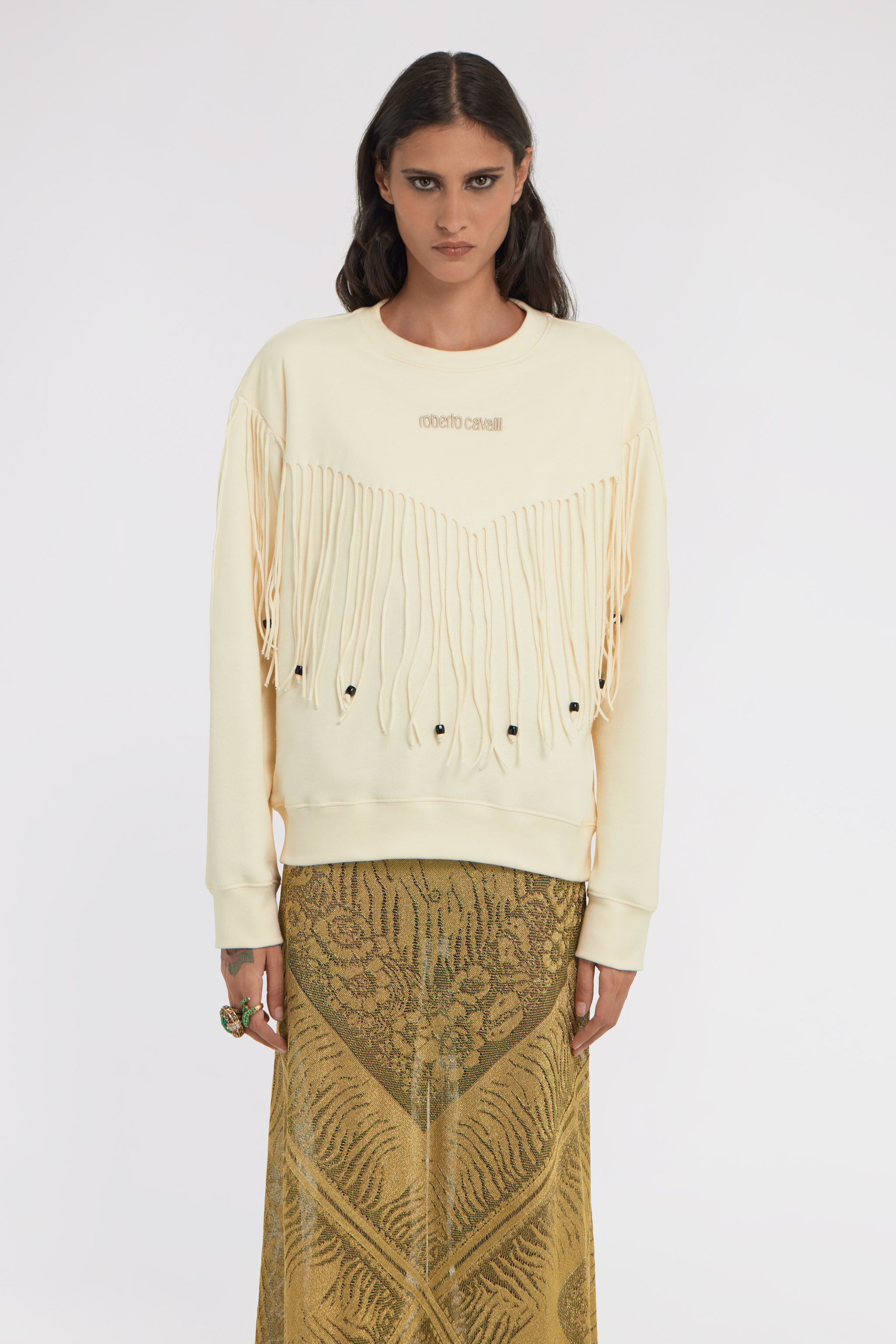 RC Sweatshirt with Fringe Ivory TKT66D-CF020