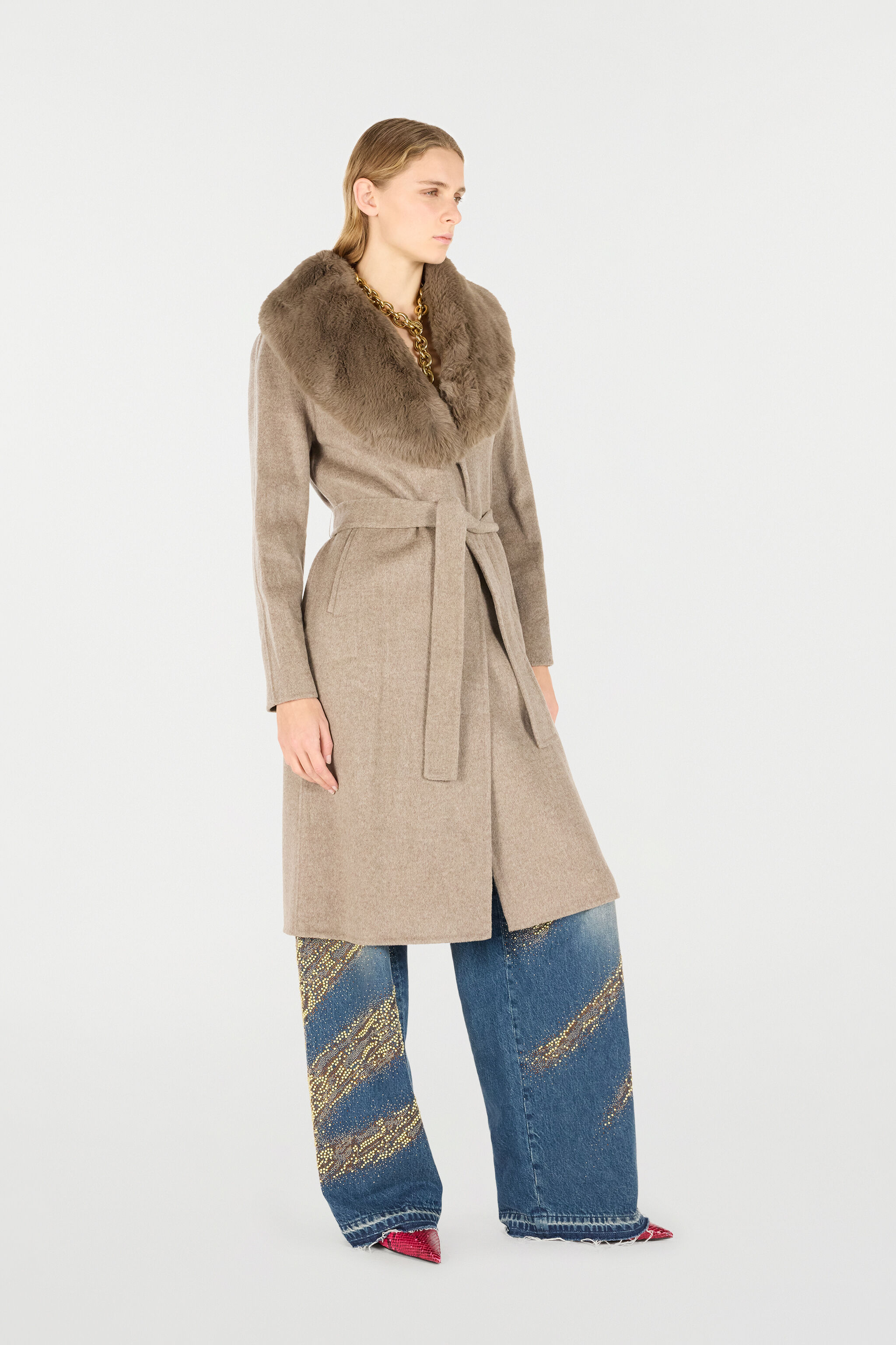 RC Cappotto Marrone in Lana e Cashmere TORTORA MELANGE OOT50B-WH016